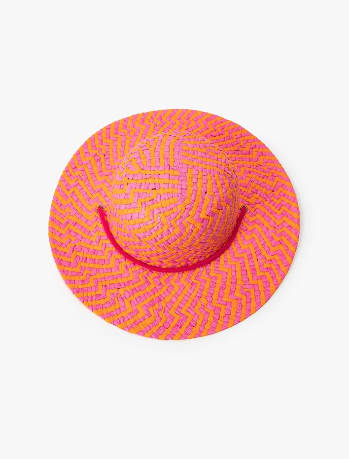 Kız Çocuk Hasır Şapka Dokulu Çok Renkli