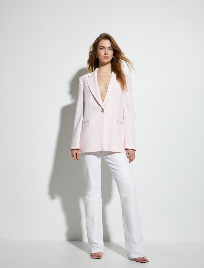  Oversize Blazer Ceket Tek Düğmeli