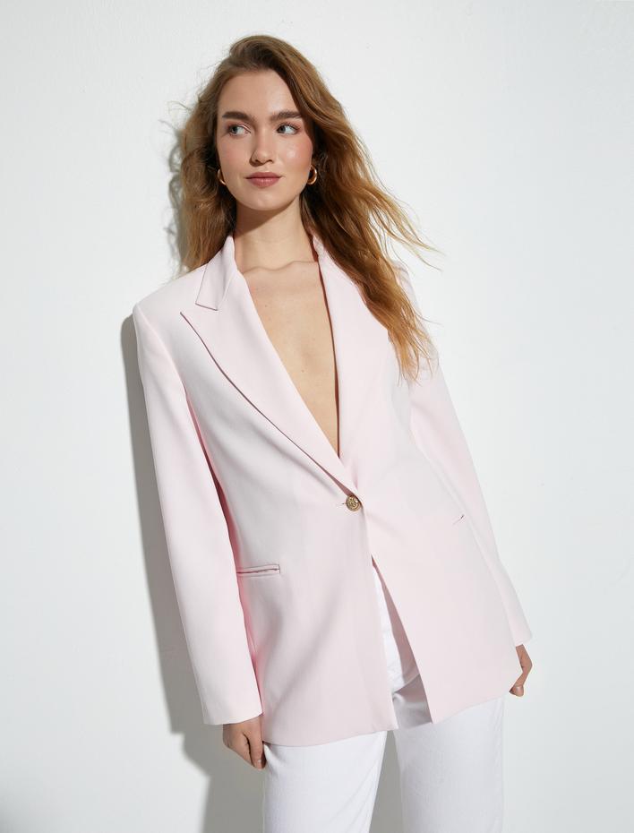  Oversize Blazer Ceket Tek Düğmeli
