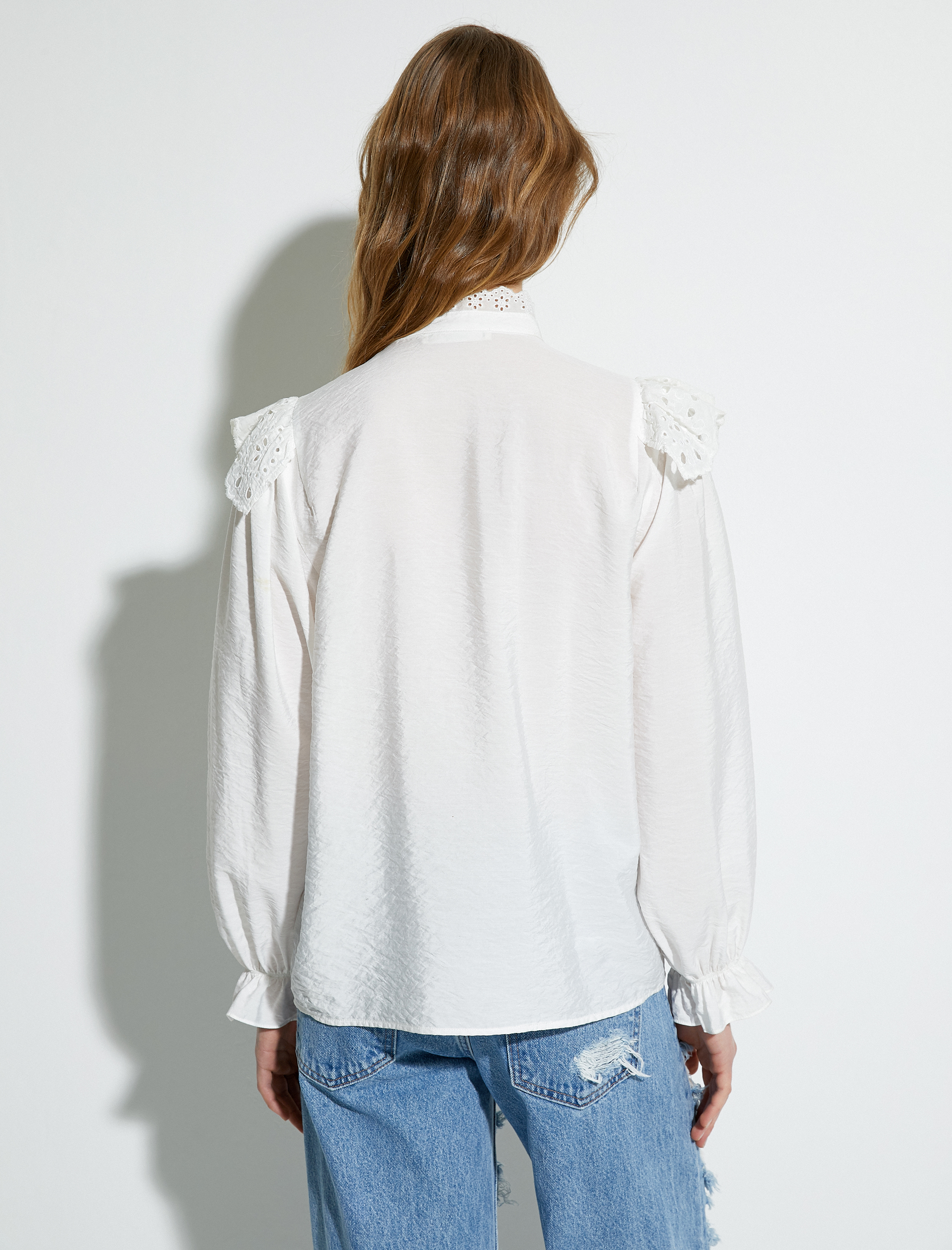   Balon Kol Gömlek Fisto Fırfırlı Hakim Yaka Düğmeli