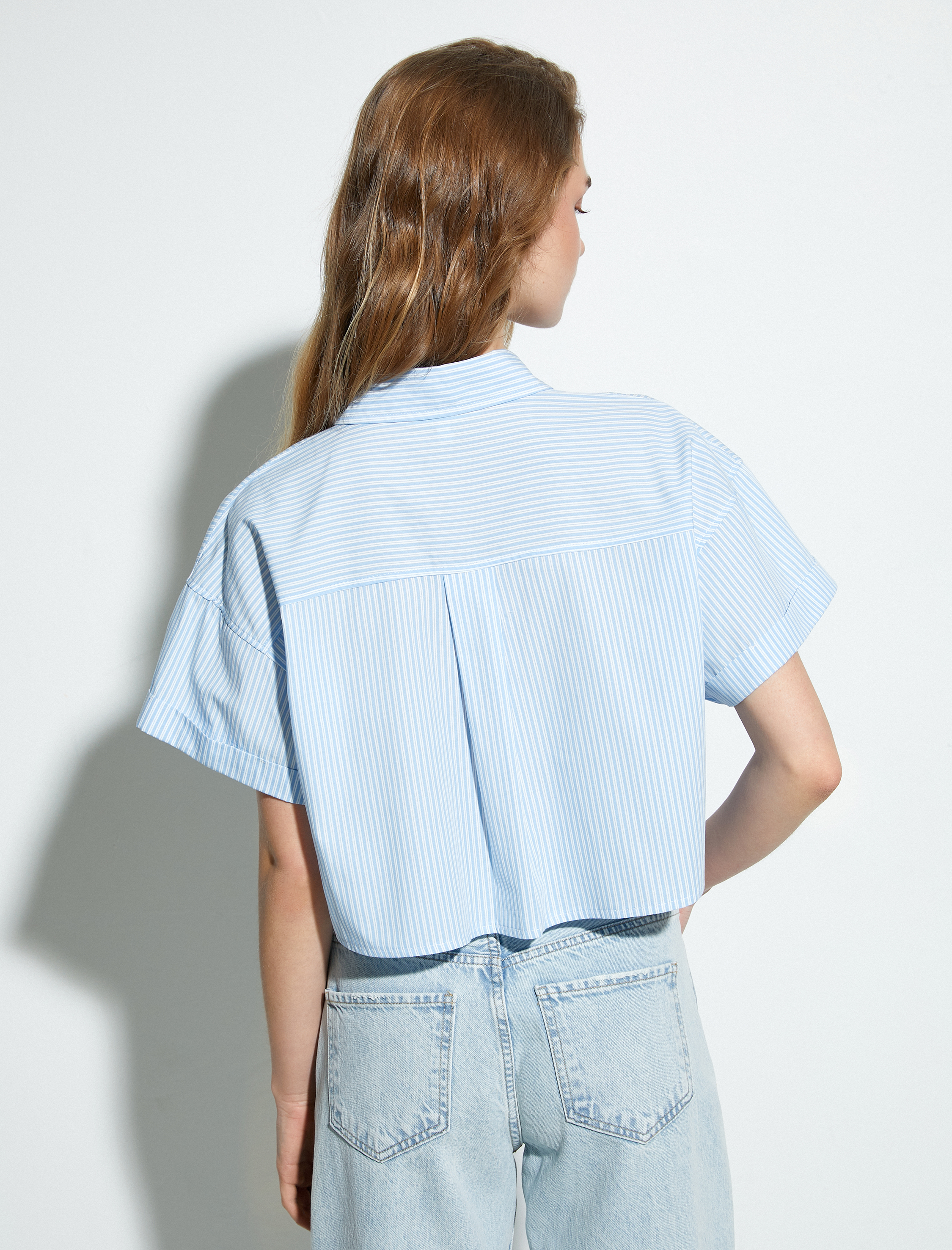   Crop Gömlek Kısa Kollu Kargo Cepli Düğmeli