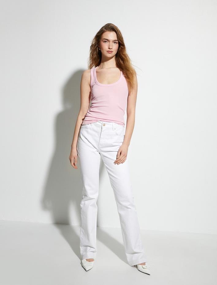  Fitilli Atlet Kalın Askılı U Yaka Slim Fit