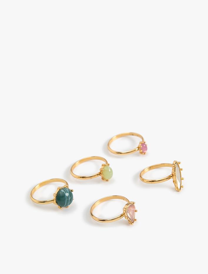 Kadın Taşlı Vintage Yüzük Seti 5'li