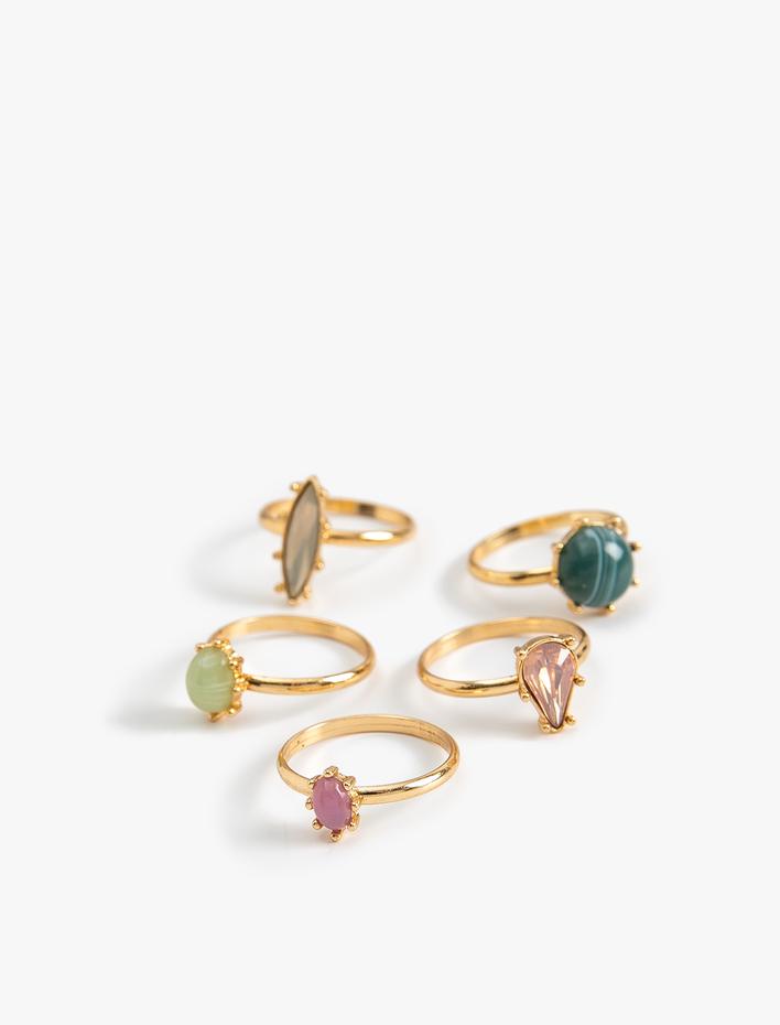 Kadın Taşlı Vintage Yüzük Seti 5'li