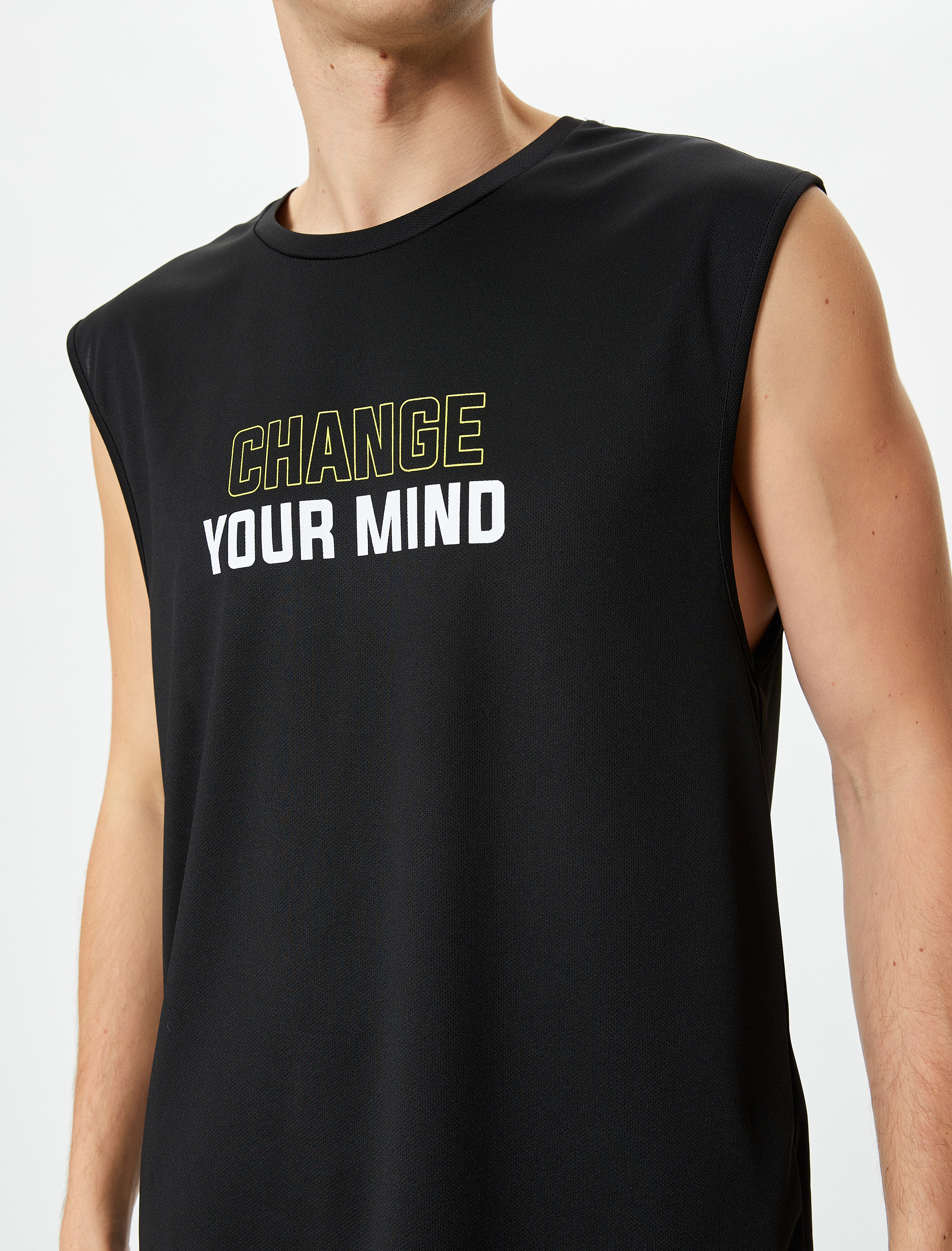 Sporcu Atleti Kolsuz Slogan Baskılı Bisiklet Yaka