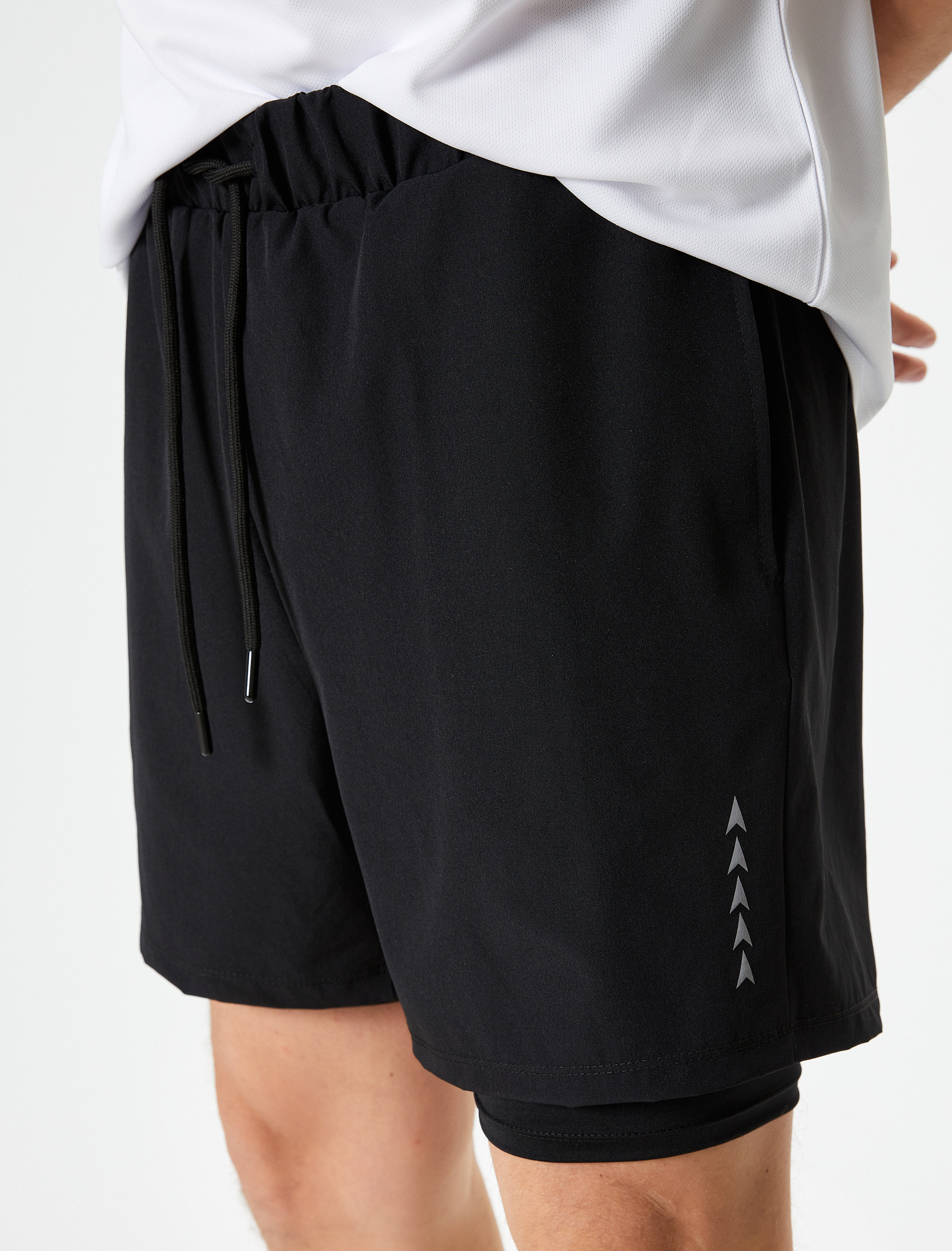   Taytlı Şort Beli Bağcıklı Baskılı Cep Detaylı