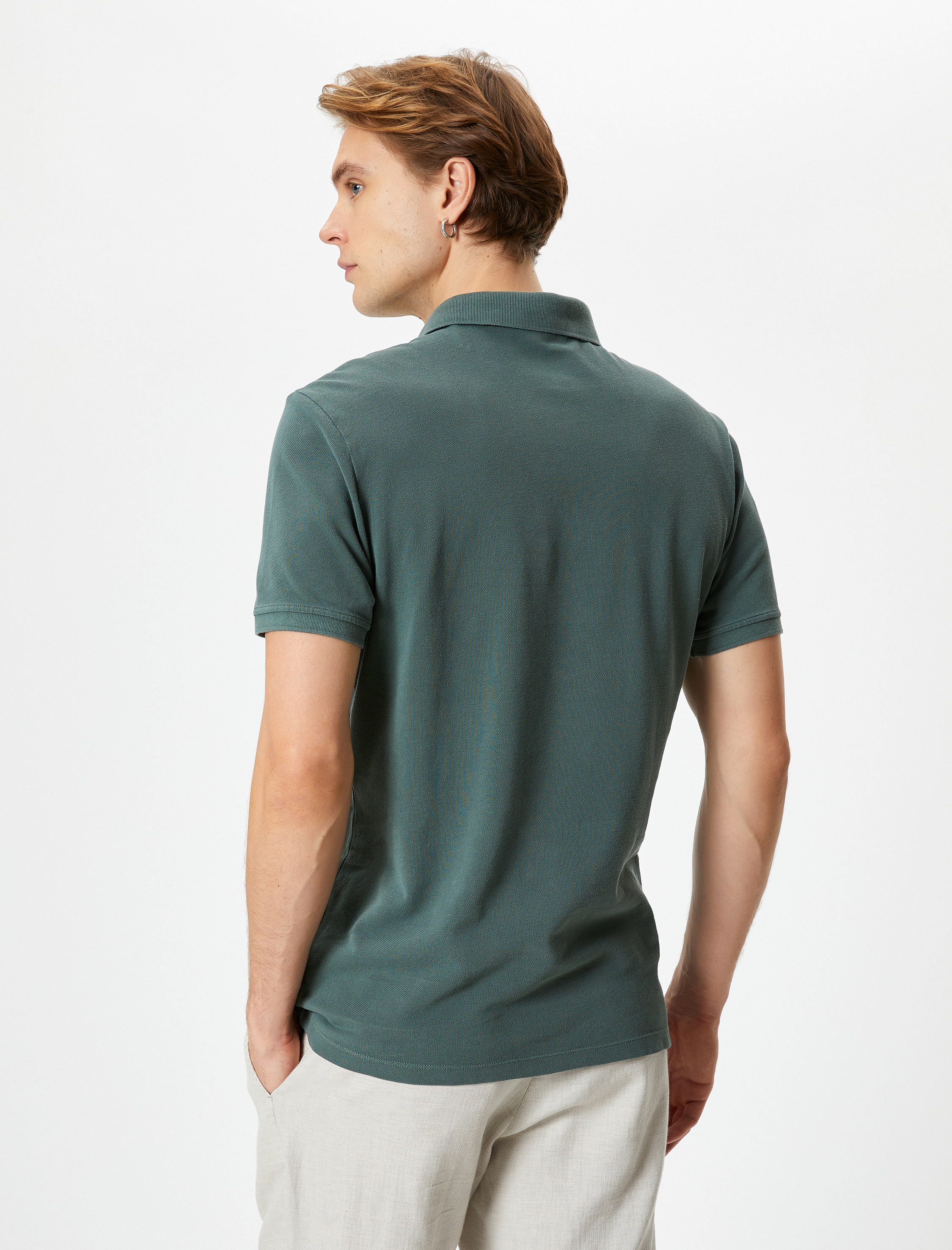 Polo Yaka Tişört Düğmeli Kısa Kollu Pamuklu