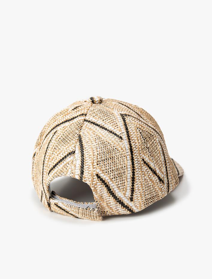 Kadın Hasır Cap Şapka Desenli