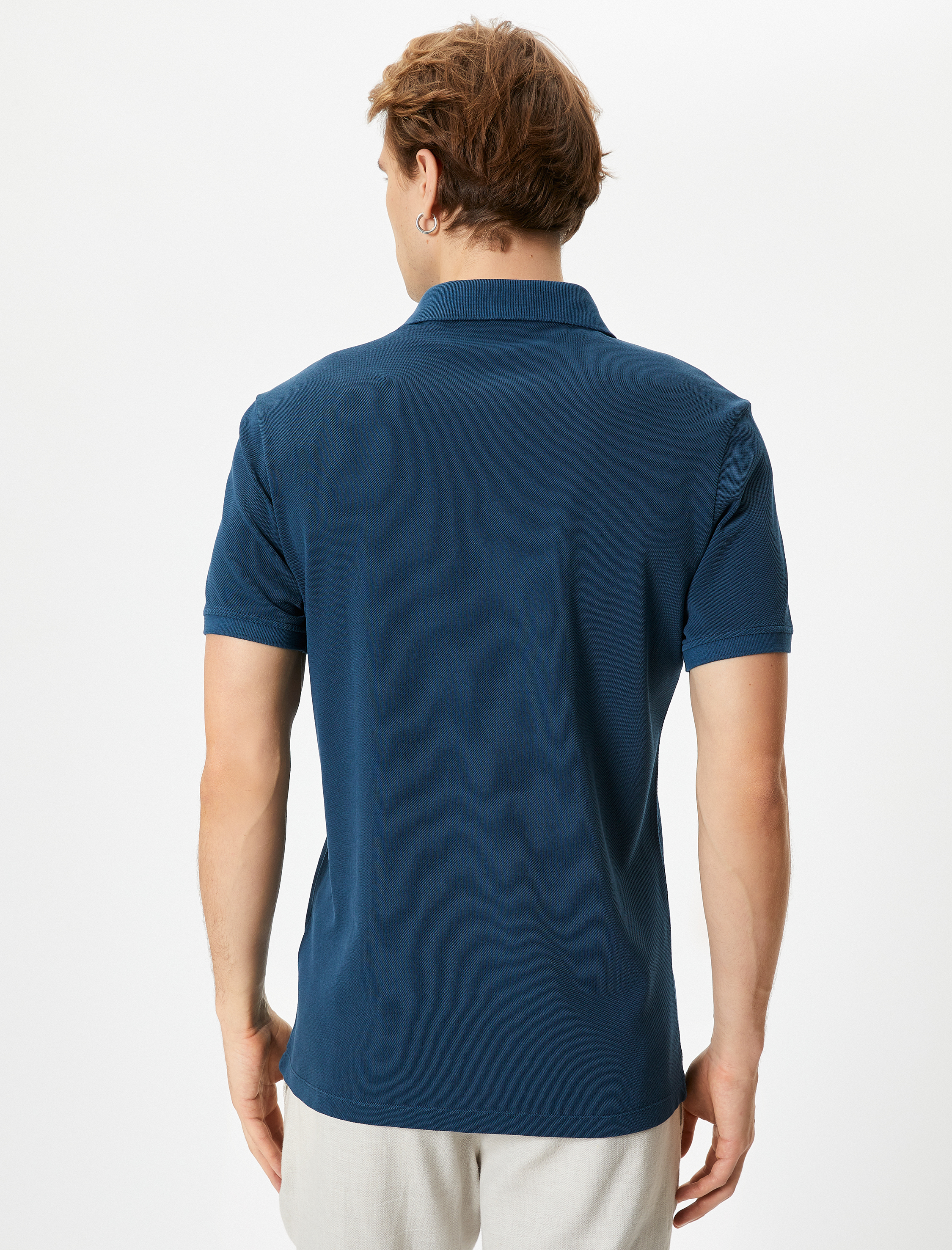 Polo Yaka Tişört Düğmeli Kısa Kollu Pamuklu