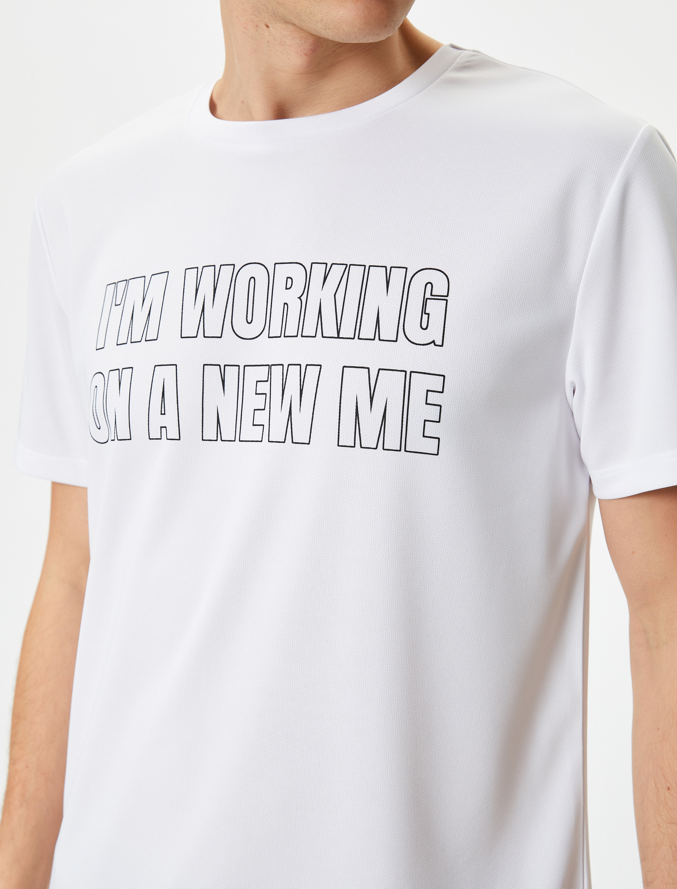   Spor Tişört Slogan Baskılı Bisiklet Yaka Kısa Kollu