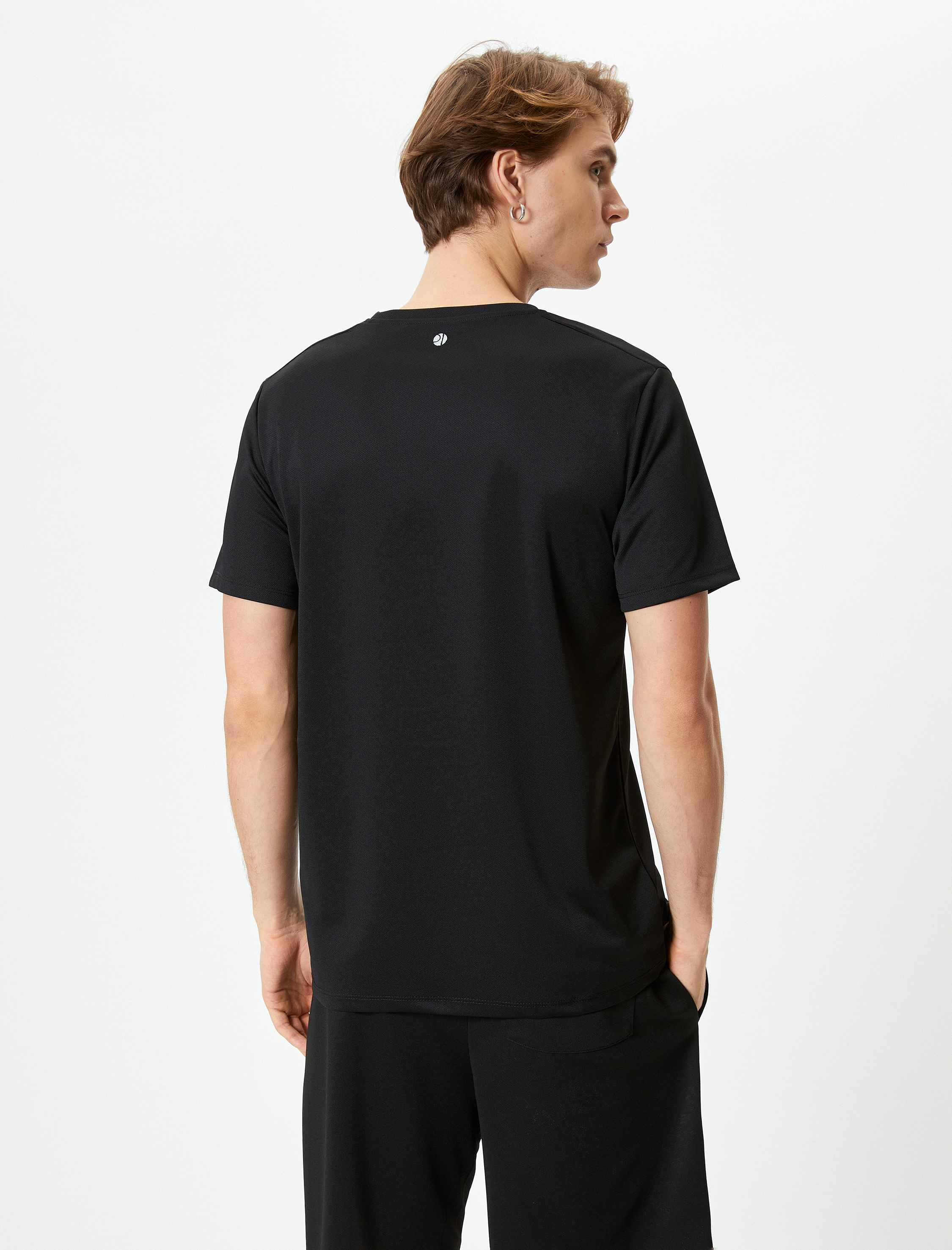   Spor Tişört Şerit Detaylı Bisiklet Yaka Kısa Kollu