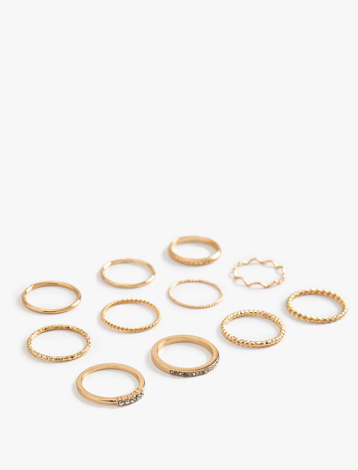 Kadın Yüzük Seti Taş Detaylı Burgu