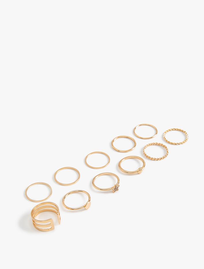 Kadın Yıldız Detaylı Basic 11'li Yüzük Seti