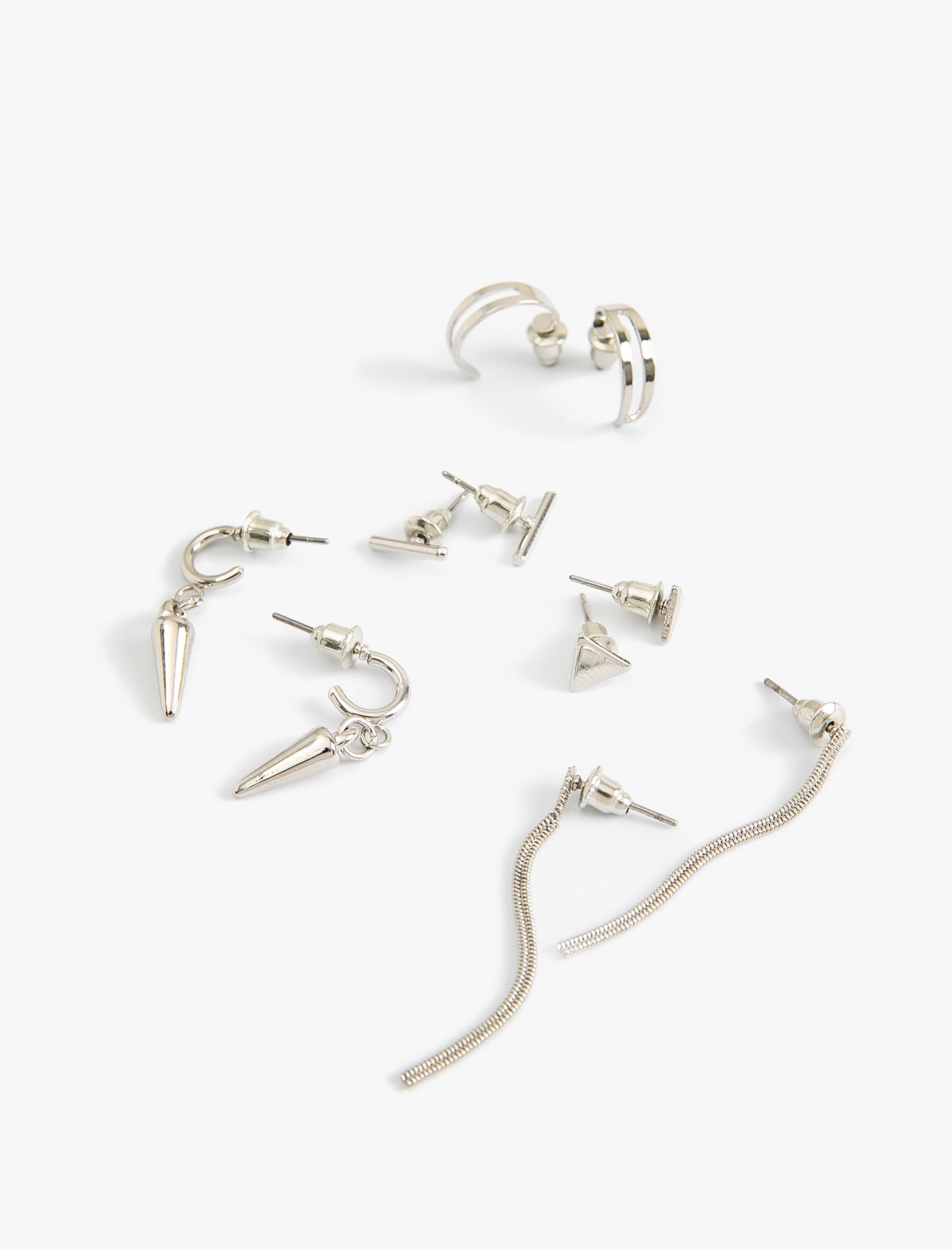  Kadın Çelik Top ve Halka Küpe 5'li Set