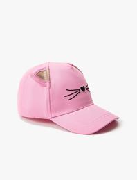 Kedili Kep Şapka Aplike Detaylı Pamuklu