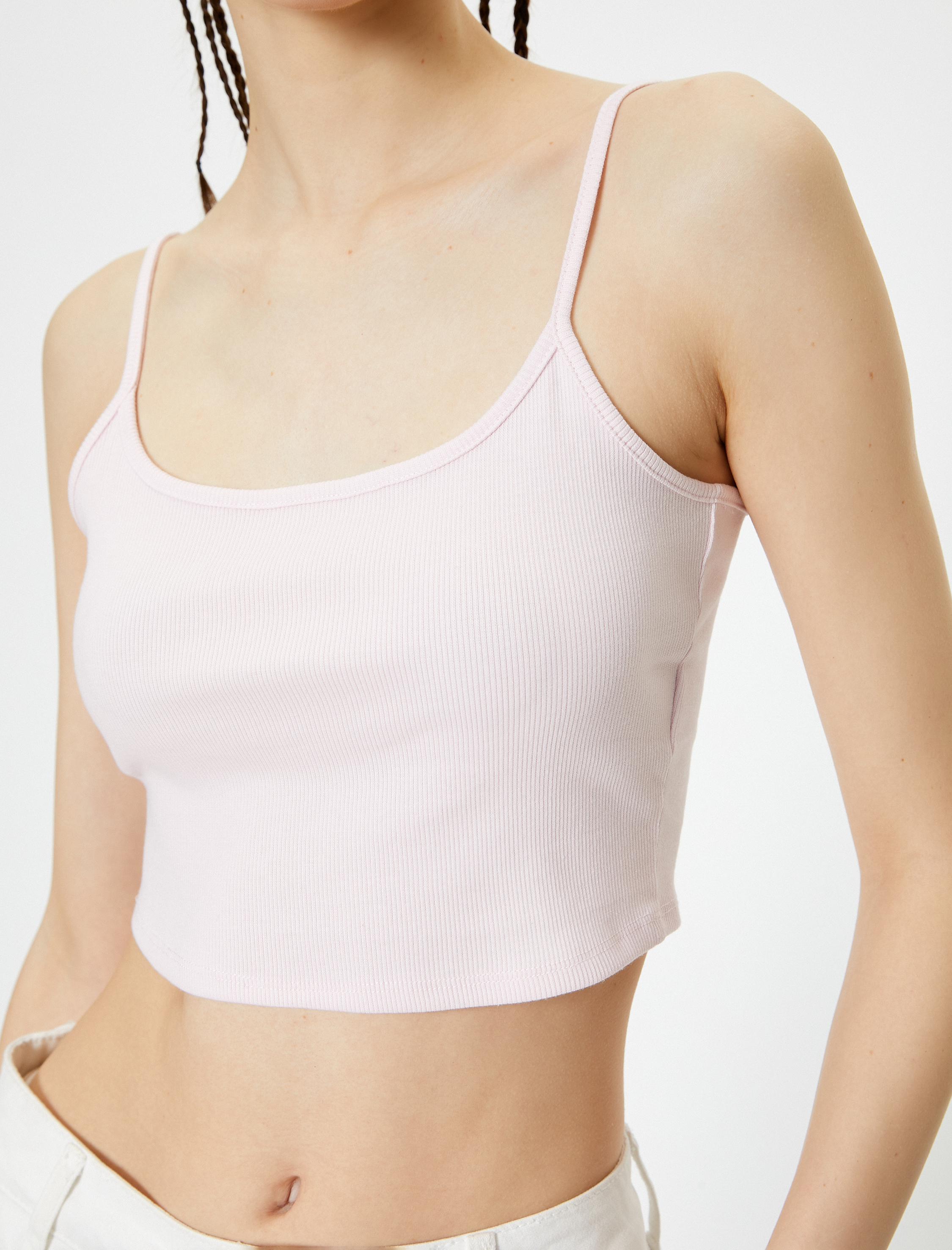   Basic Crop Atlet İnce Askılı Ribanalı Pamuklu