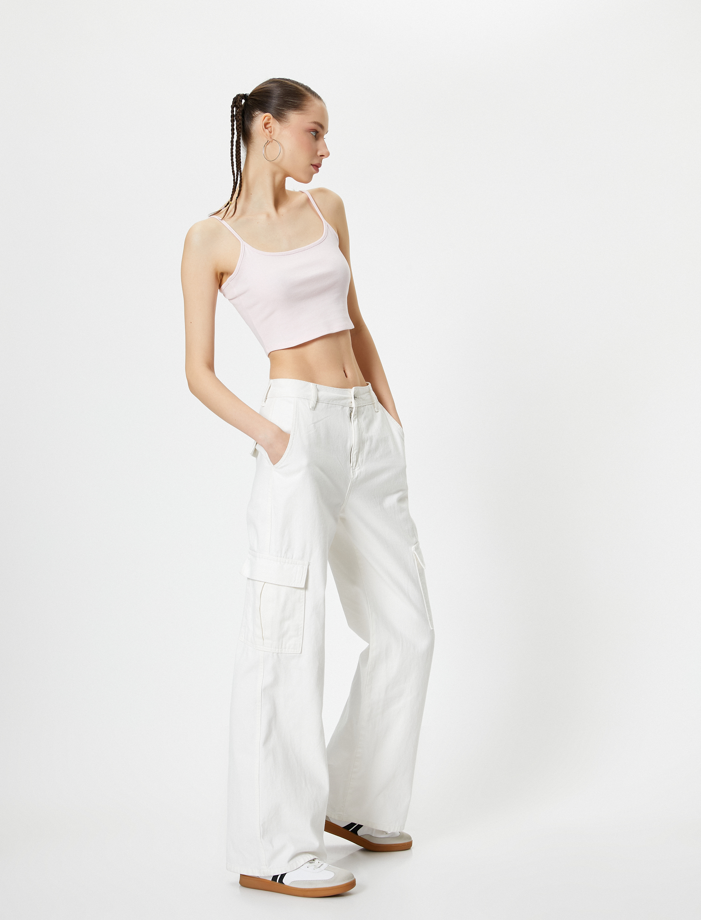   Basic Crop Atlet İnce Askılı Ribanalı Pamuklu