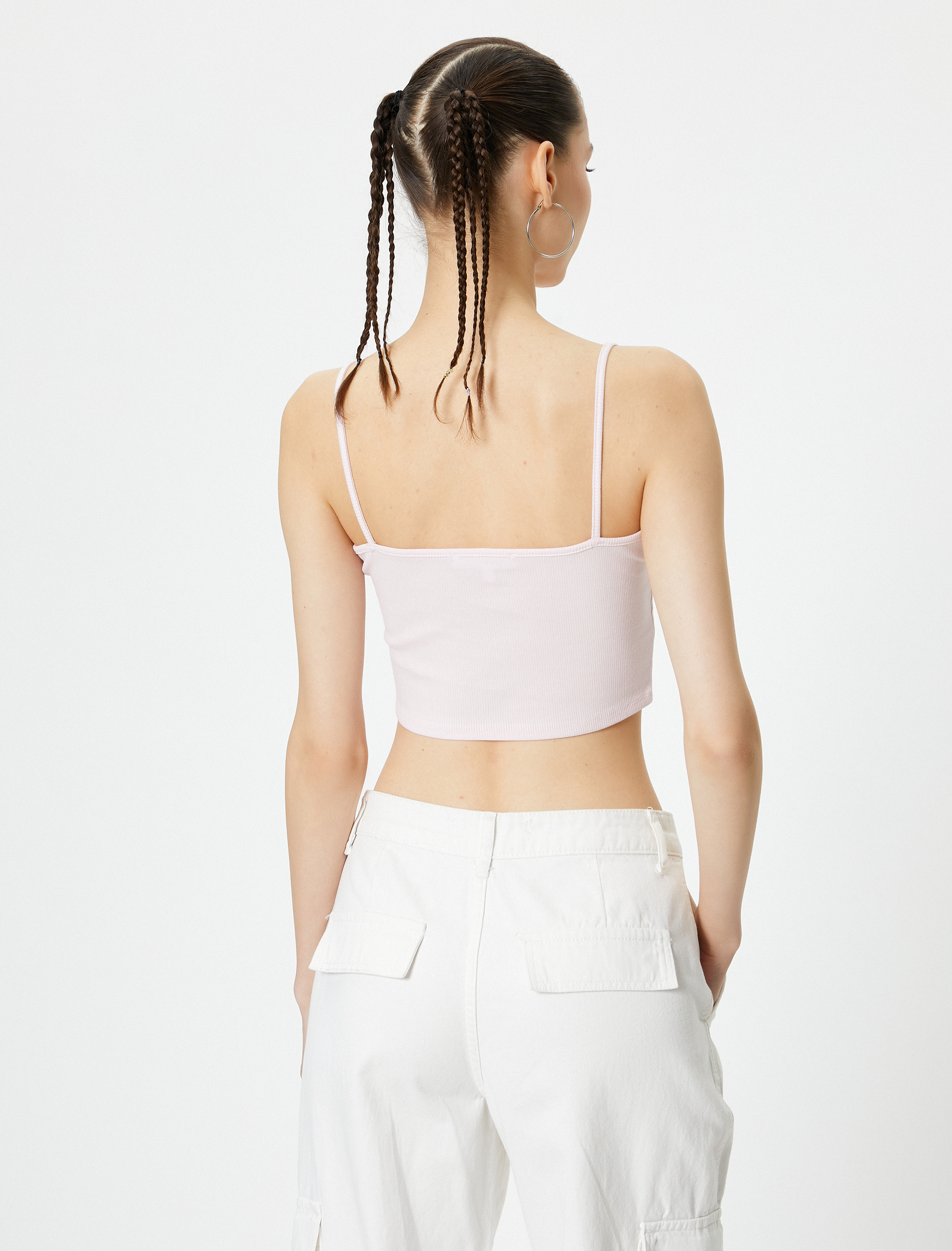   Basic Crop Atlet İnce Askılı Ribanalı Pamuklu