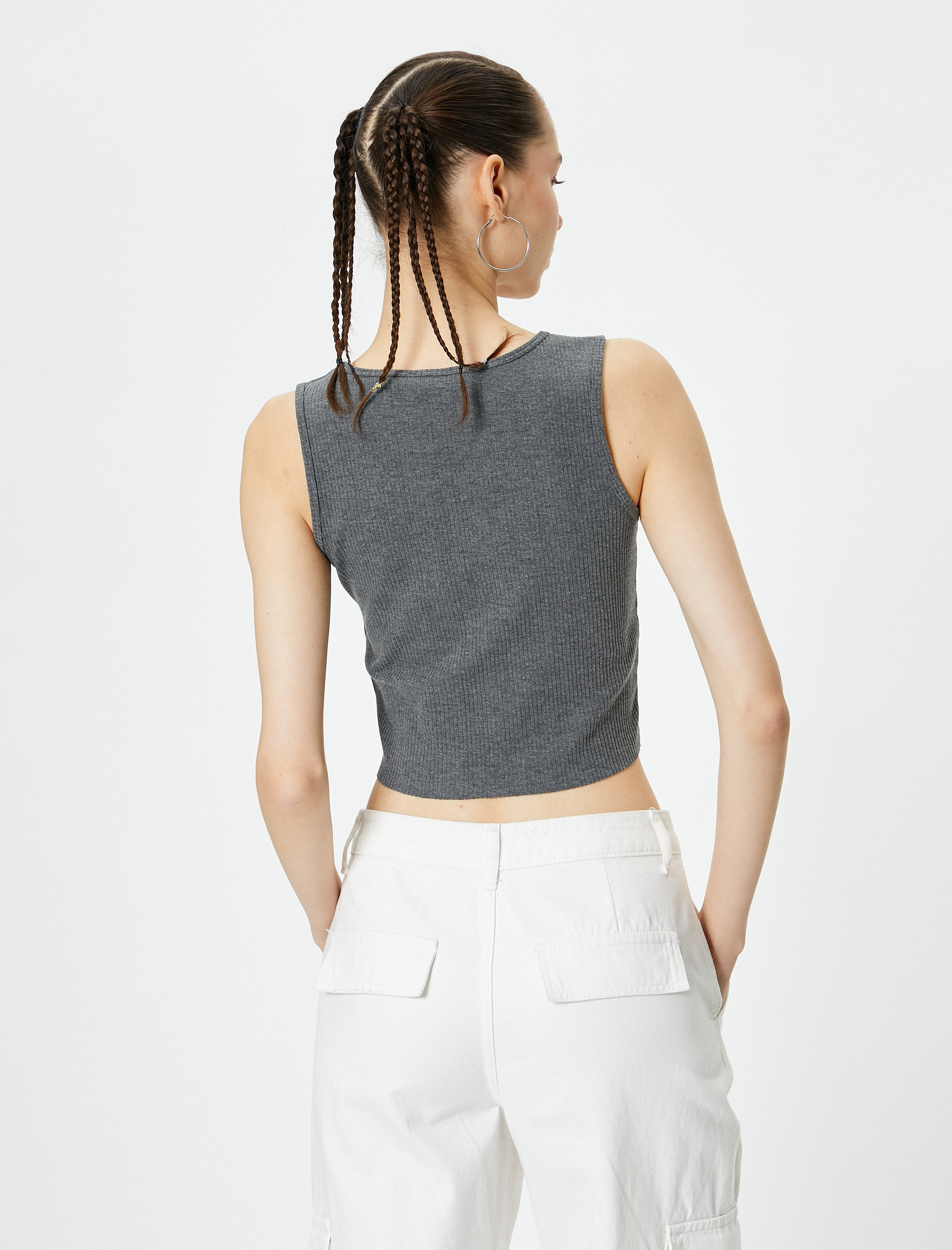   Kolsuz Kısa Tişört Kesik V Yaka Baskılı