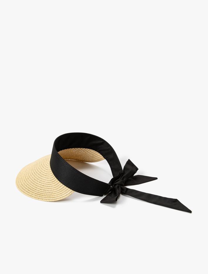 Kadın Hasır Vizör Şapka Fiyonk Detaylı