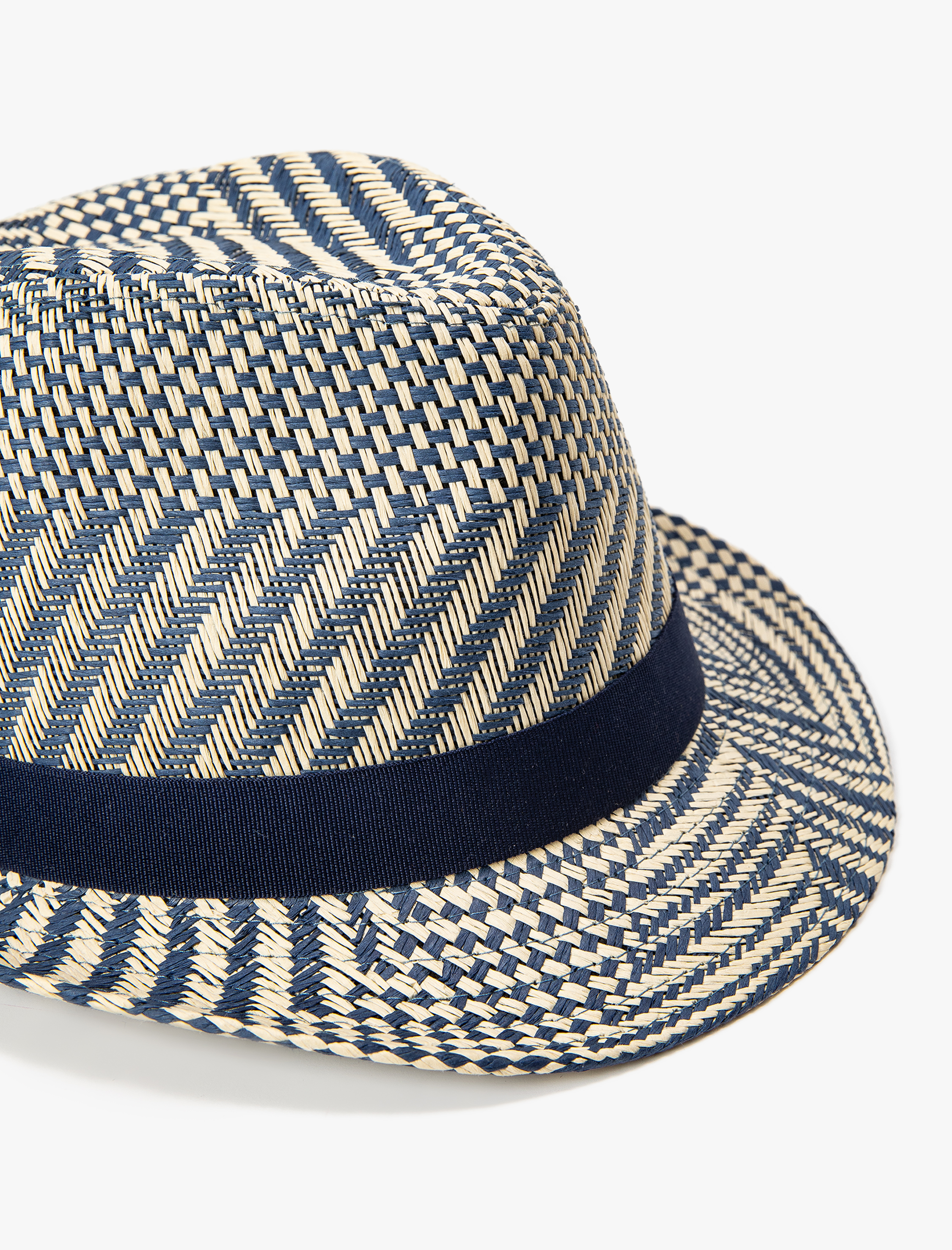  Erkek Şerit Detaylı Hasır Fötr Şapka