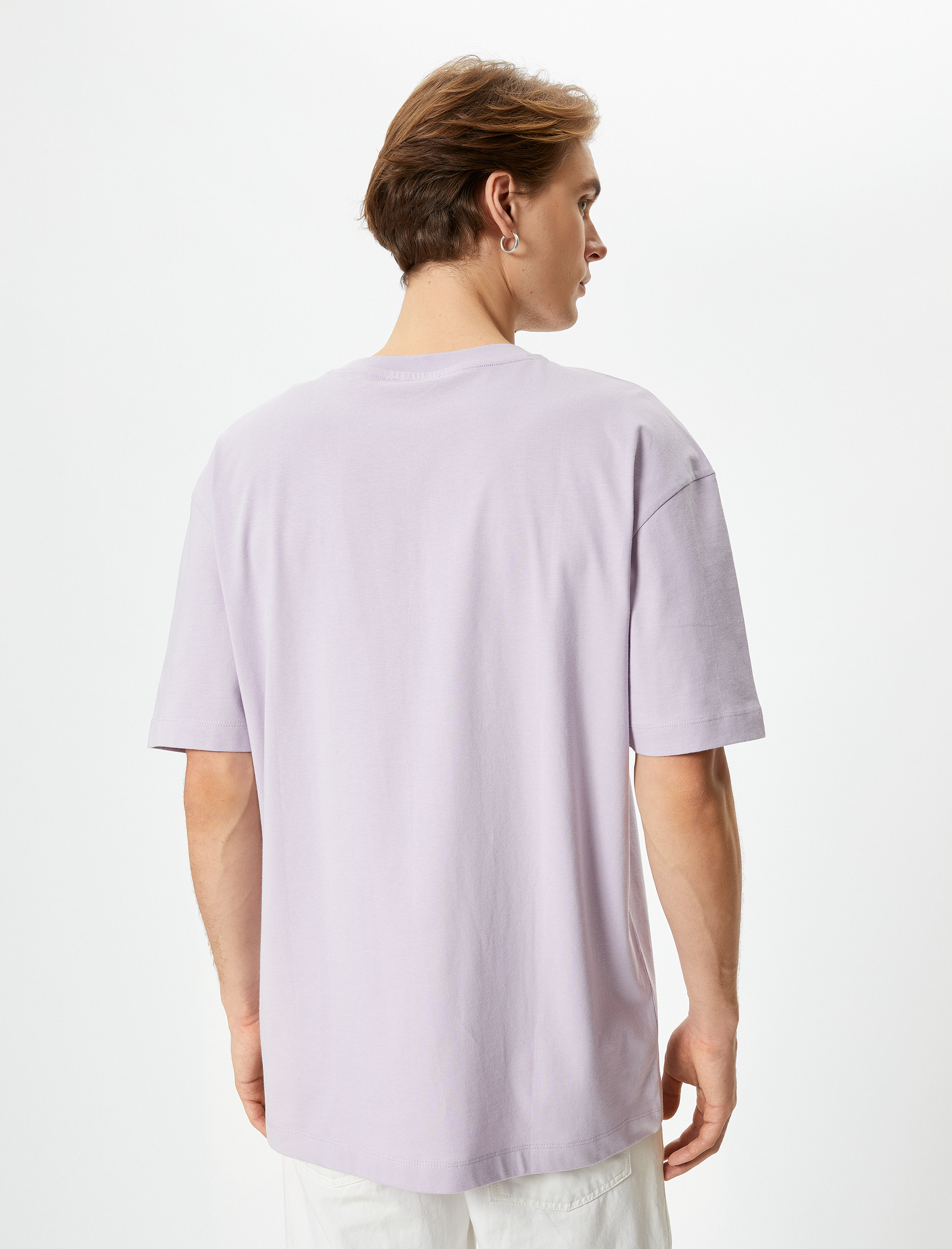   Oversize Tişört Bisiklet Yaka Kısa Kollu Pamuklu