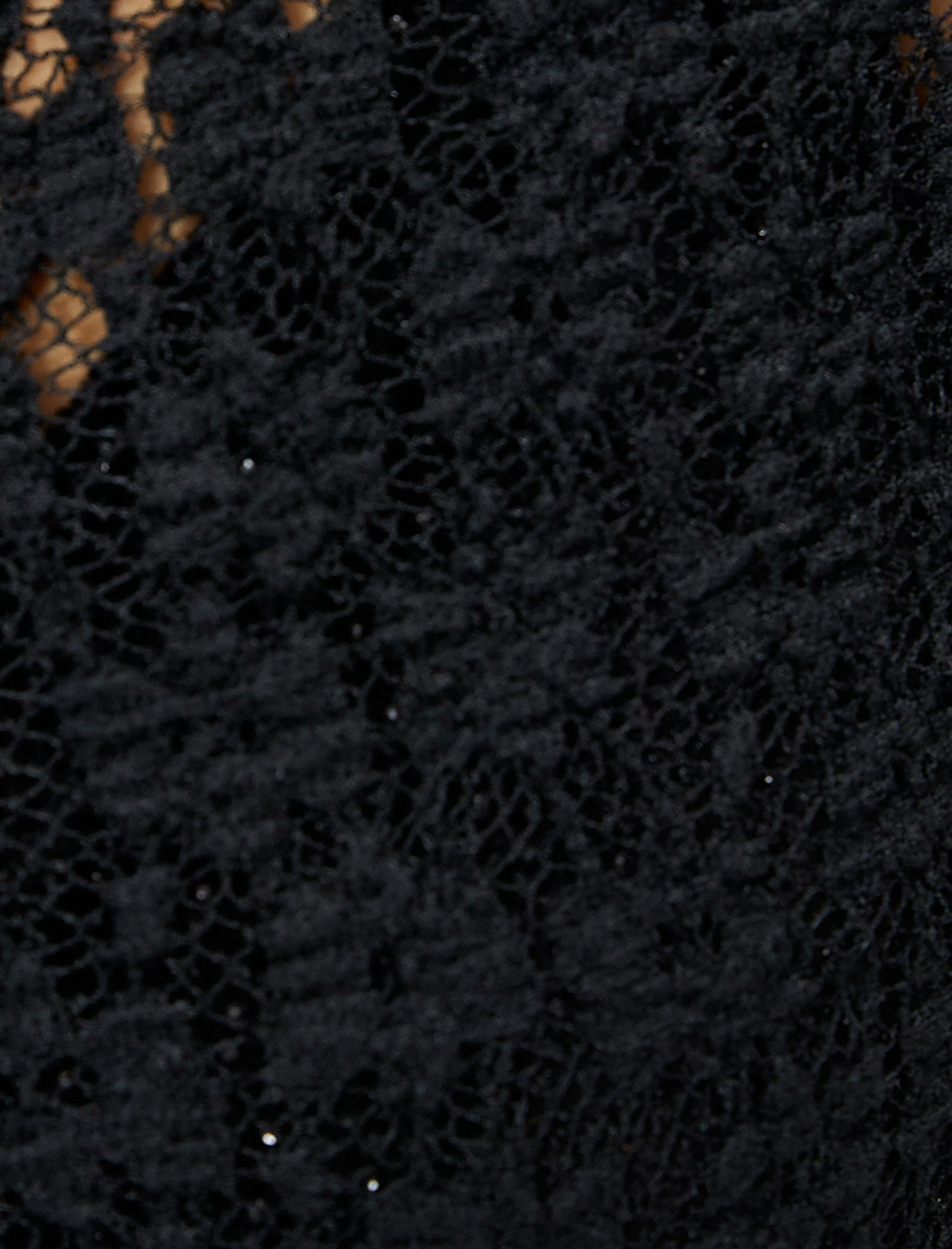   Dantelli Transparan Tişört Uzun Kollu Bisiklet Yaka