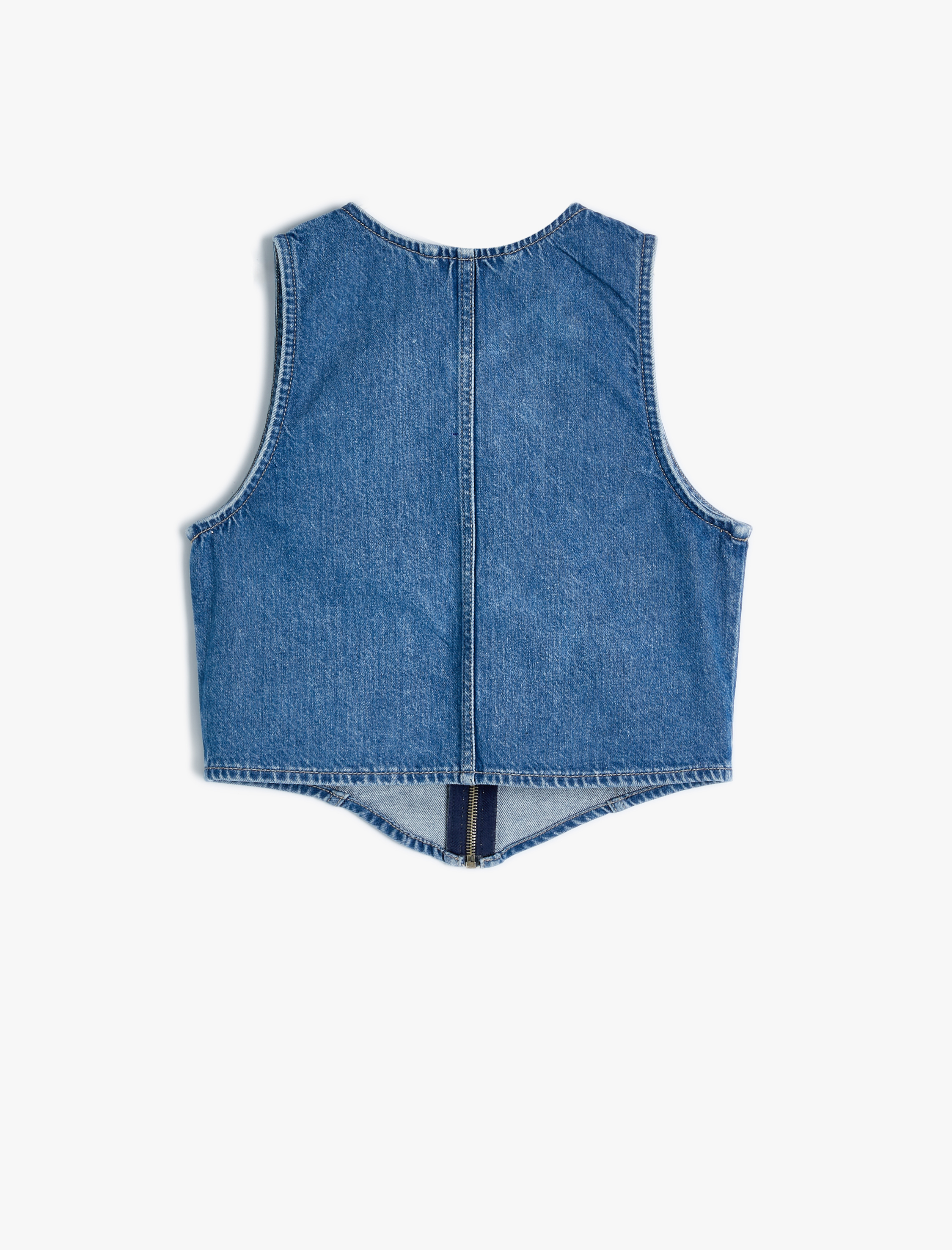   Kot Yelek Fermuarlı V Yaka Kapaklı Cep Detaylı