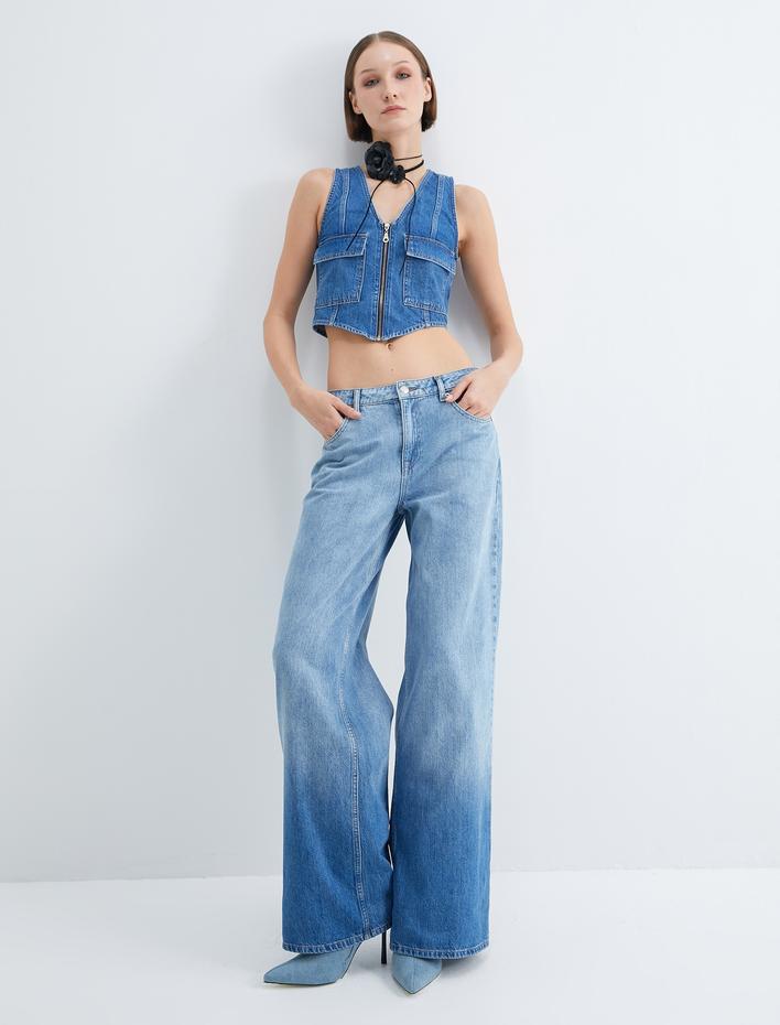  Kot Yelek Fermuarlı V Yaka Kapaklı Cep Detaylı