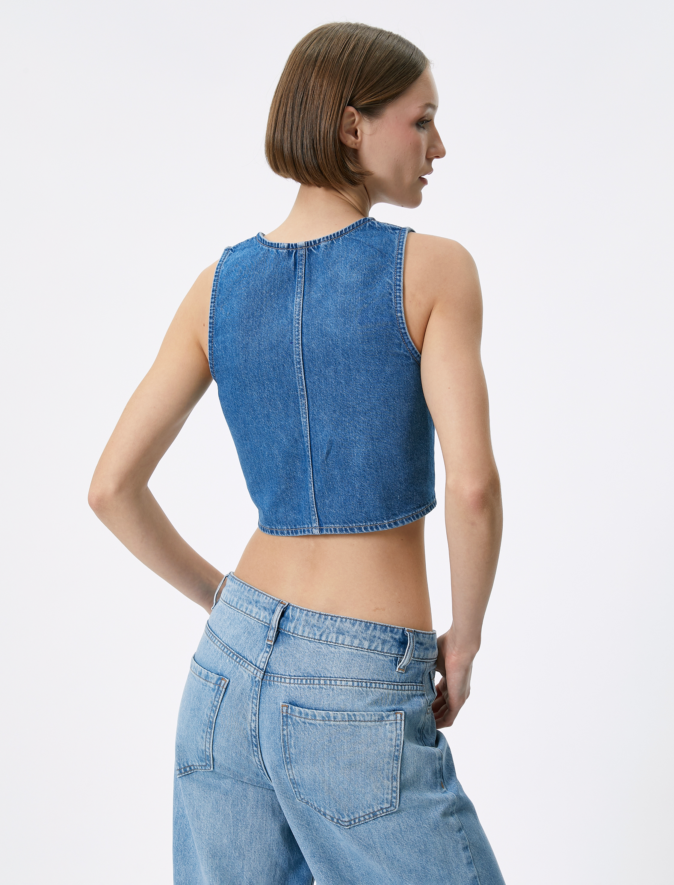   Kot Yelek Fermuarlı V Yaka Kapaklı Cep Detaylı