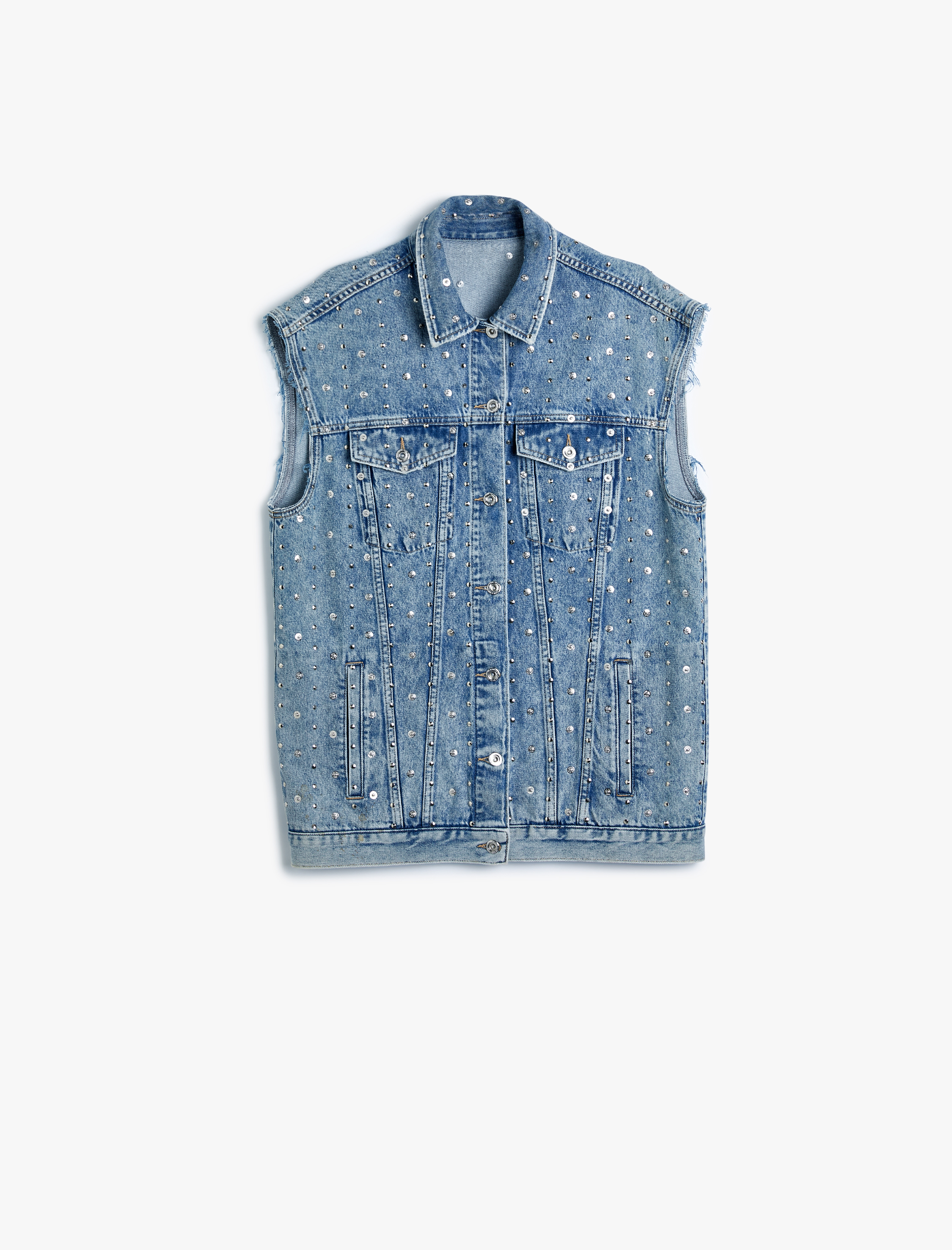   Kolsuz Oversize Kot Ceket Zımba Detaylı