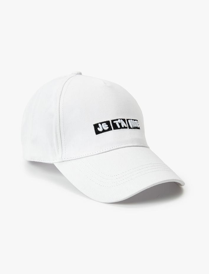 Kadın Kep Şapka Slogan İşlemeli