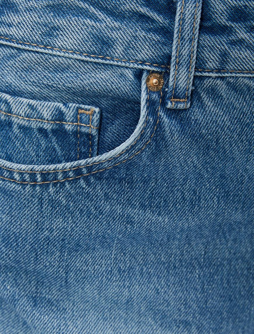   Bol Paça Kot Pantolon Standart Bel Cepli Pamuklu - Bianca Wide Leg Jeans