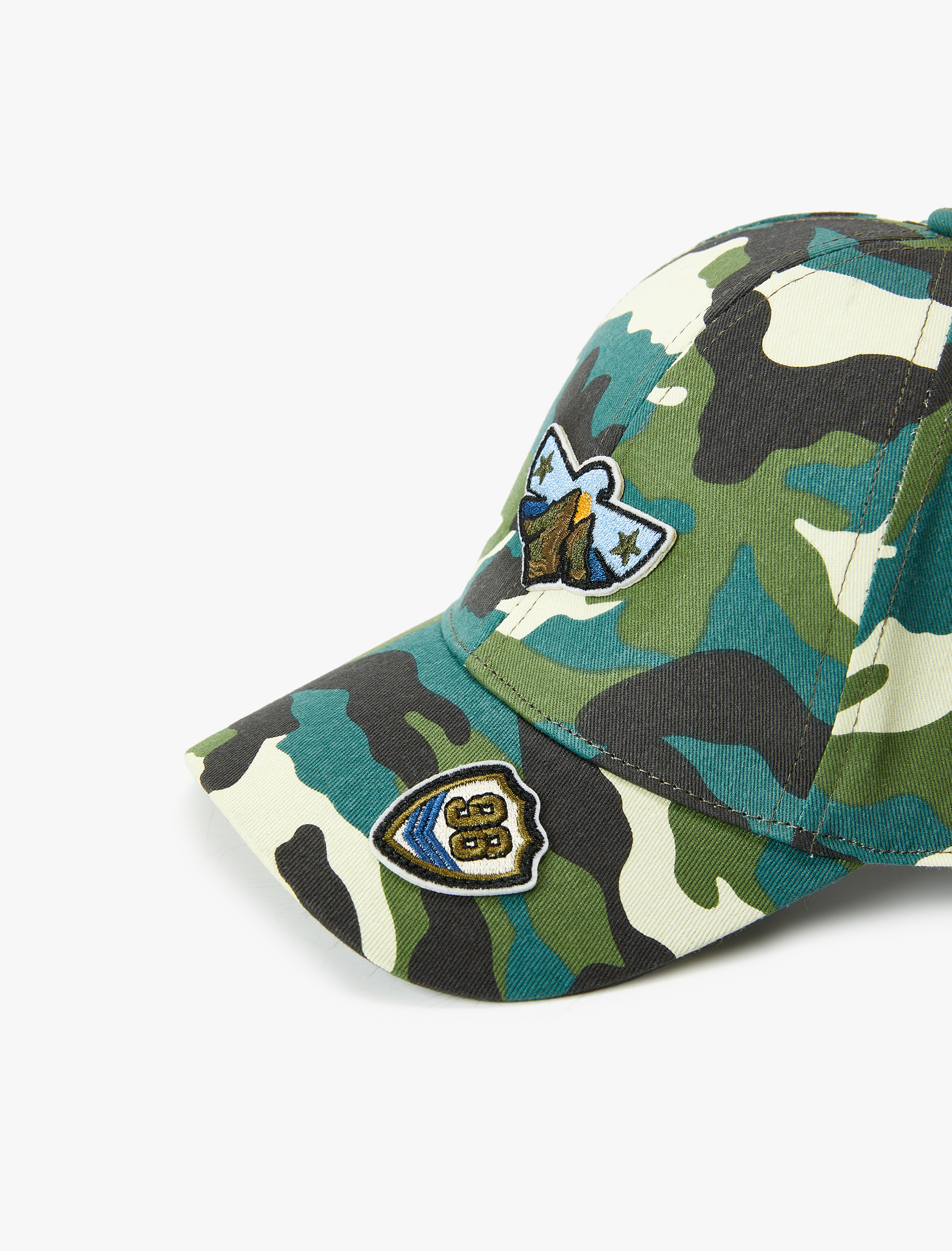  Erkek Çocuk Kamuflaj Kep Şapka Aplikeli Pamuklu