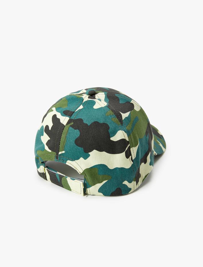 Erkek Çocuk Kamuflaj Kep Şapka Aplikeli Pamuklu