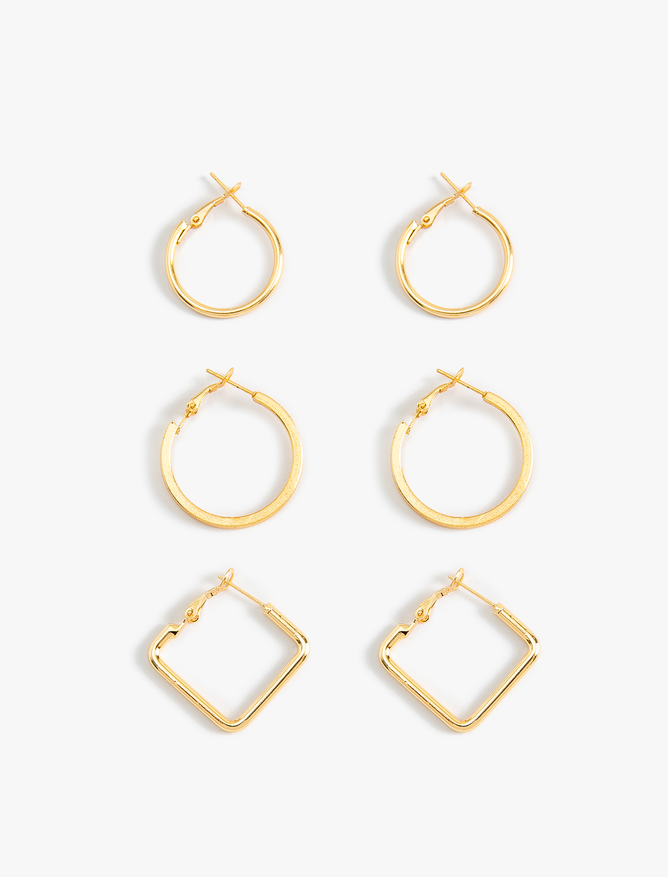  Kadın Geometrik Halka Küpe Seti 3'lü Çelik Karışımlı