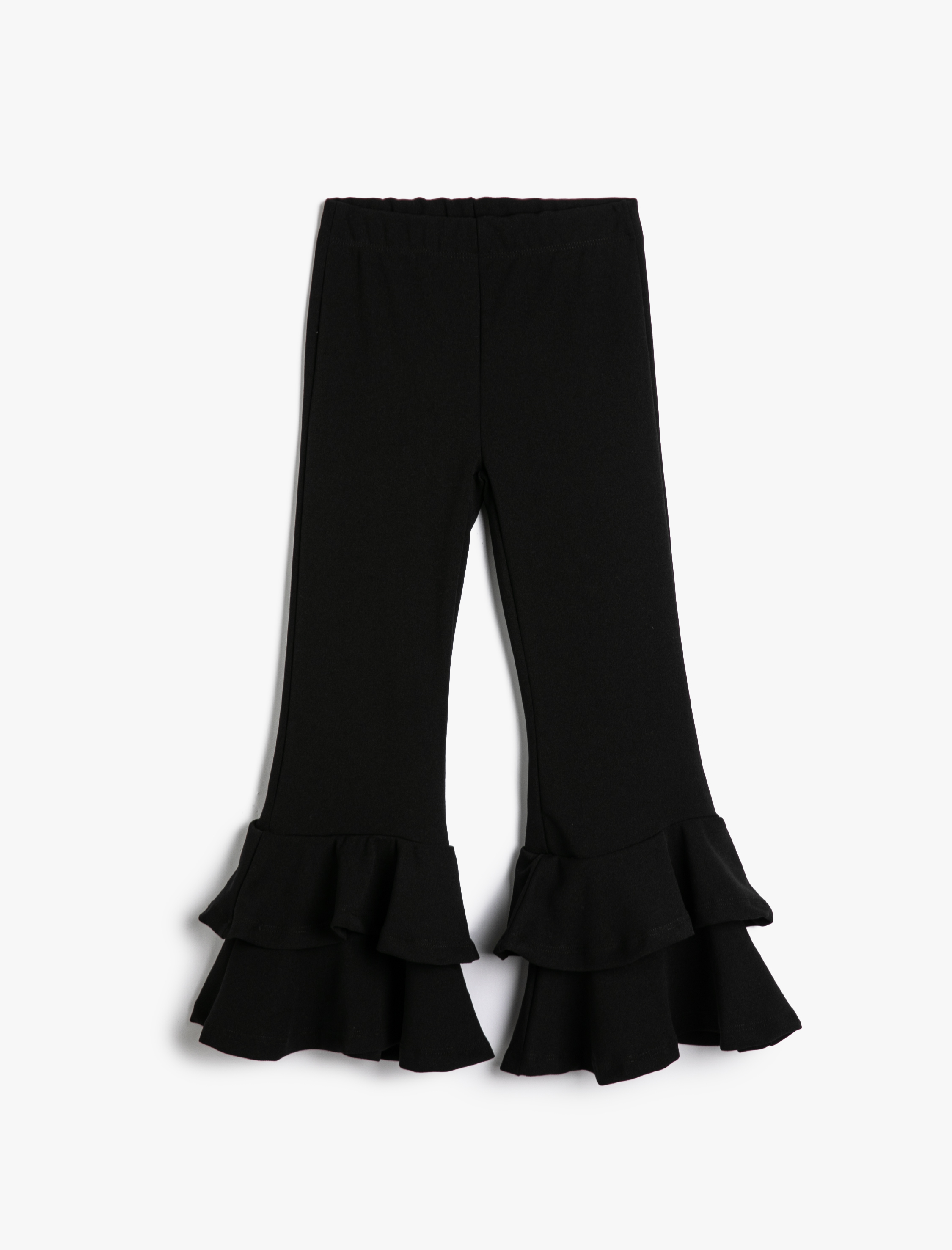  Kız Çocuk İspanyol Paça Pantolon Volanlı Beli Lastikli