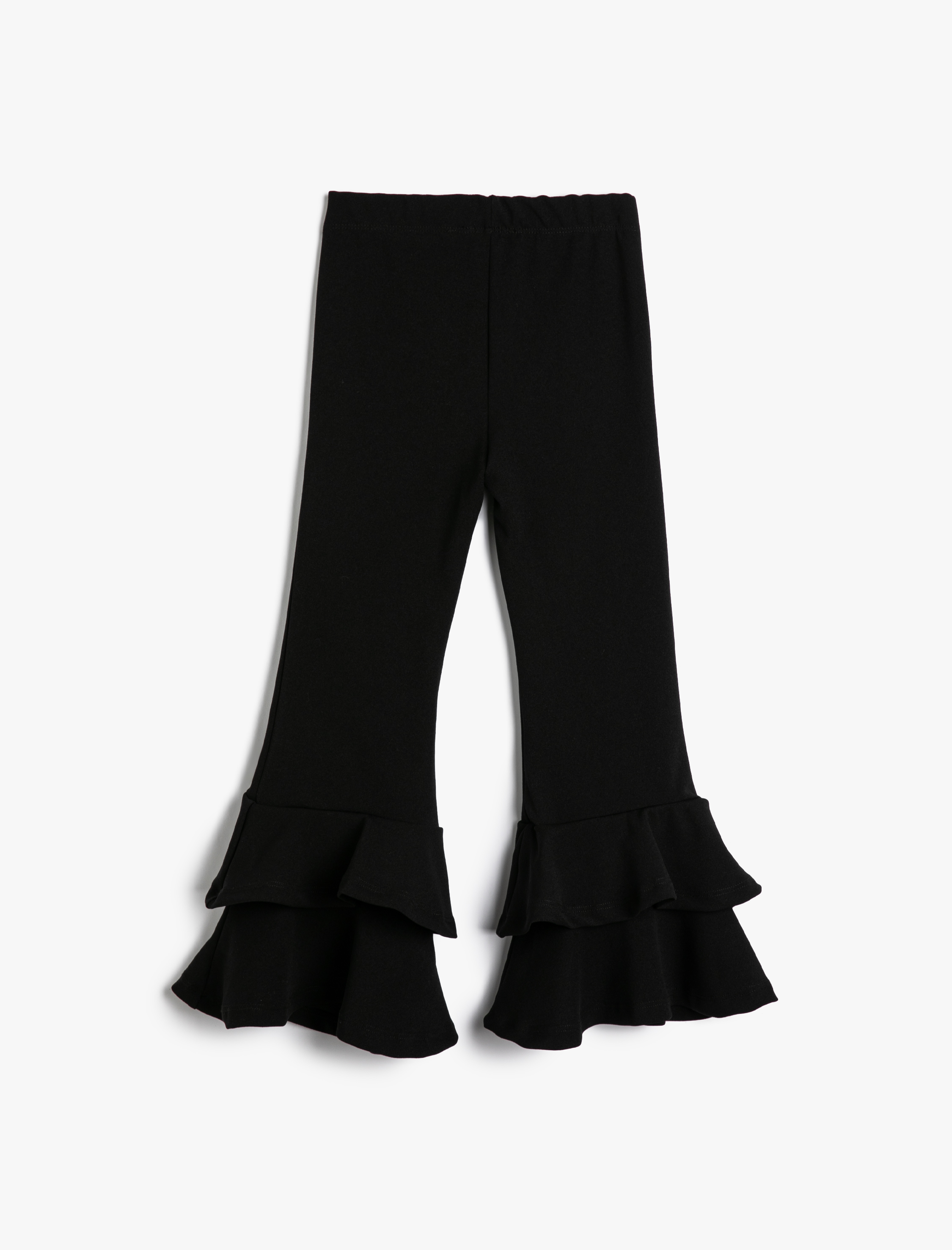  Kız Çocuk İspanyol Paça Pantolon Volanlı Beli Lastikli