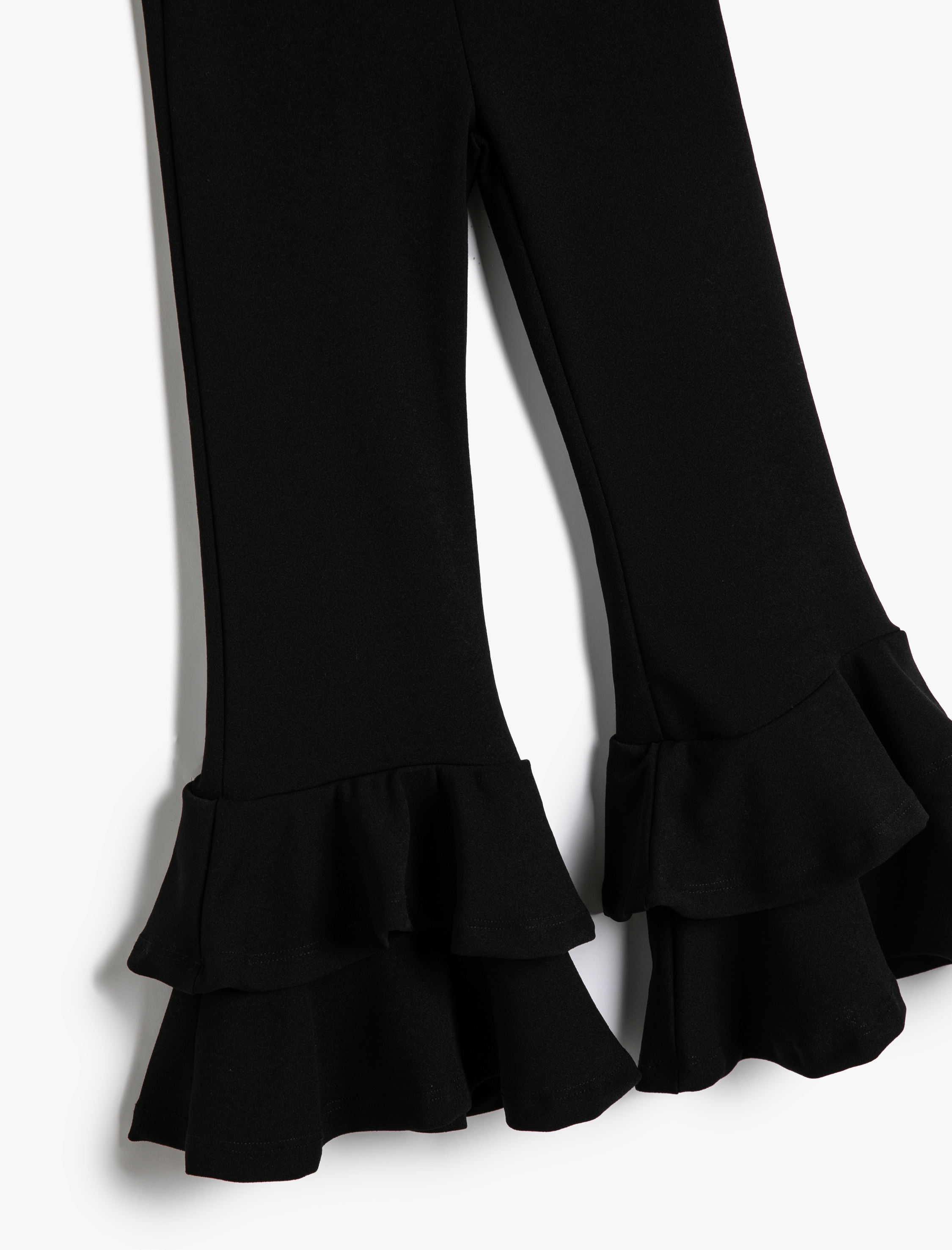  Kız Çocuk İspanyol Paça Pantolon Volanlı Beli Lastikli