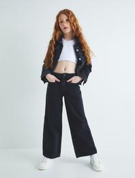 İspanyol Paça Kot Pantolon Cep Detaylı Normal Bel - Flare Jean