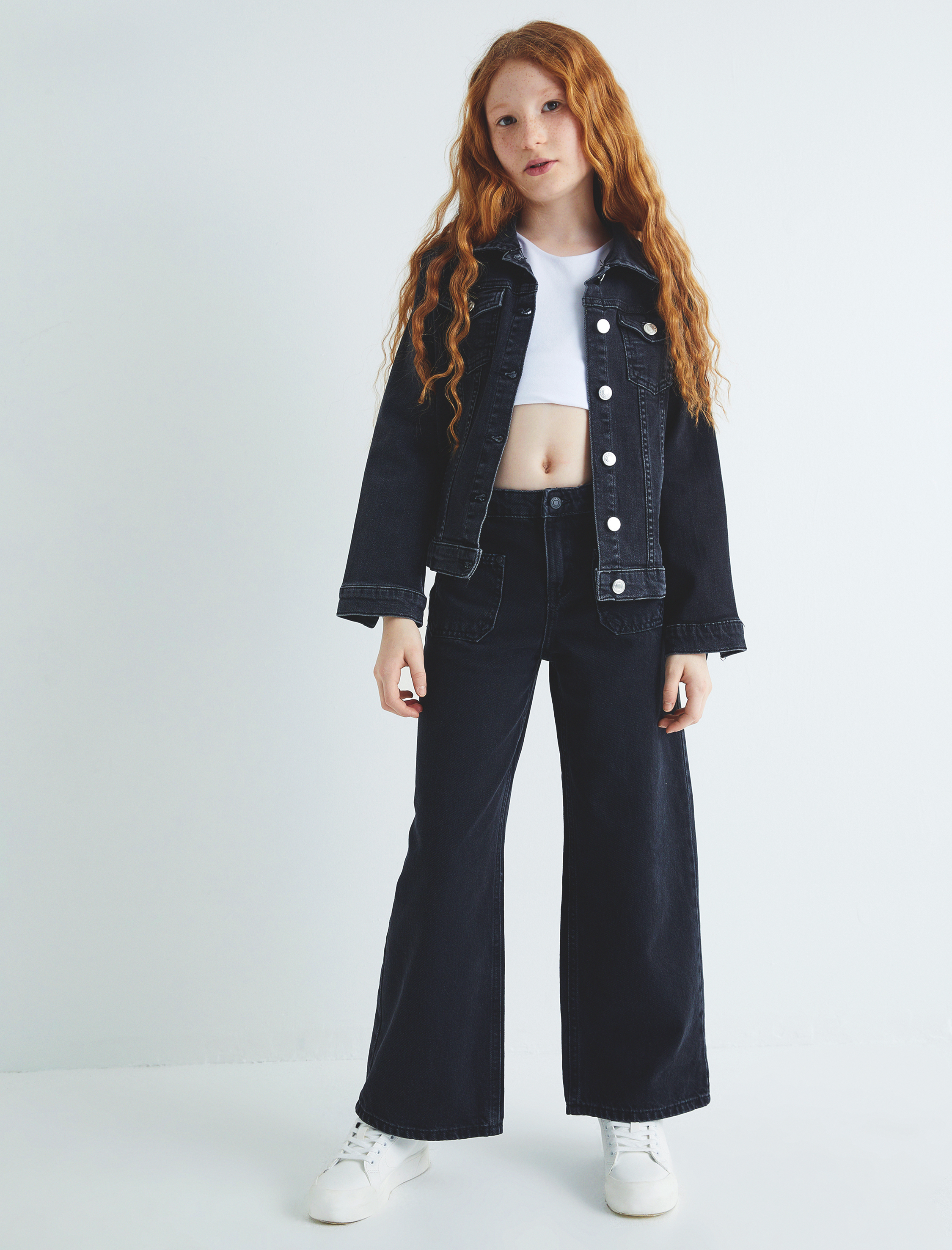  Kız Çocuk İspanyol Paça Kot Pantolon Cep Detaylı Normal Bel - Flare Jean