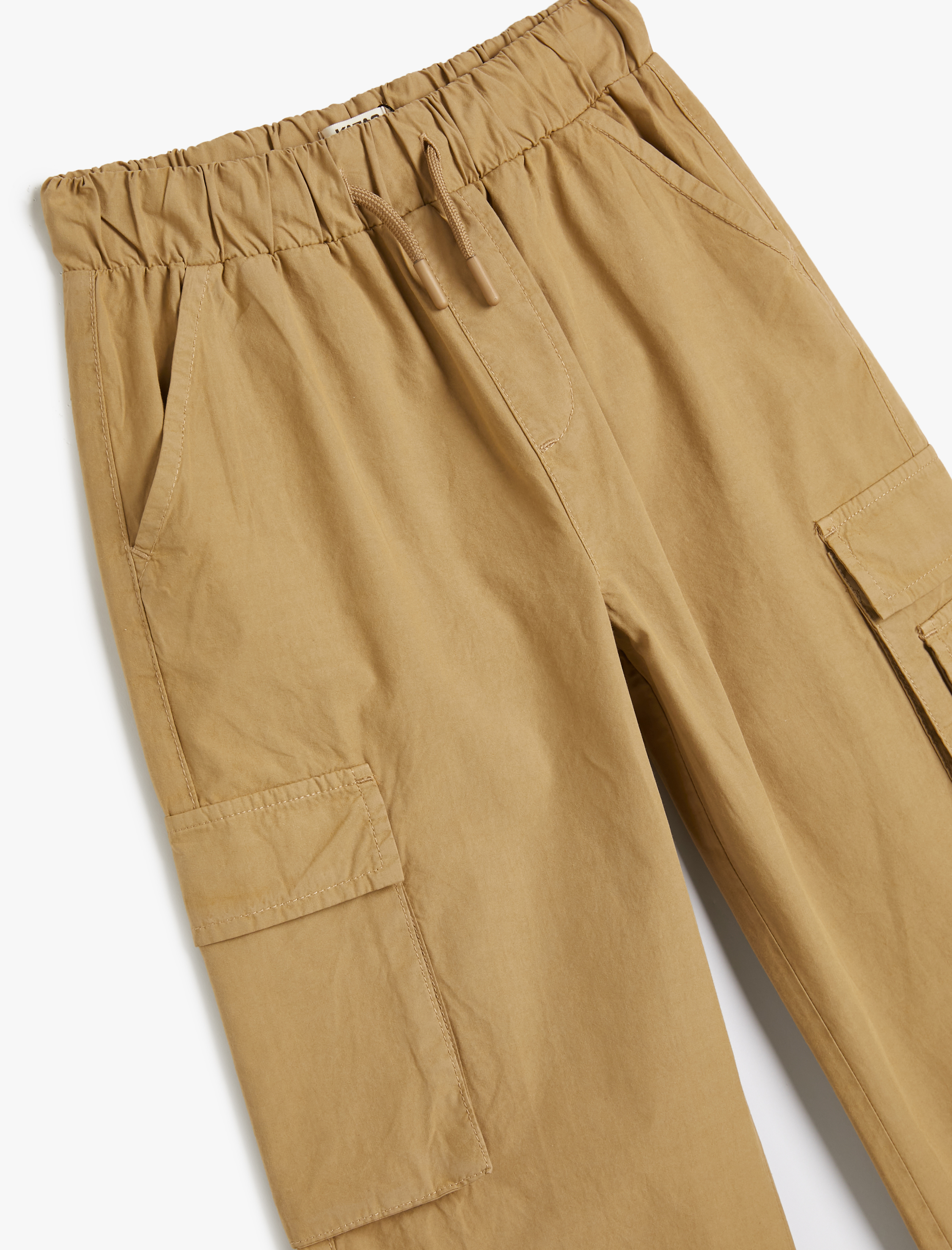  Erkek Çocuk Kargo Pantolon Geniş Paça Beli Bağlamalı Pamuklu