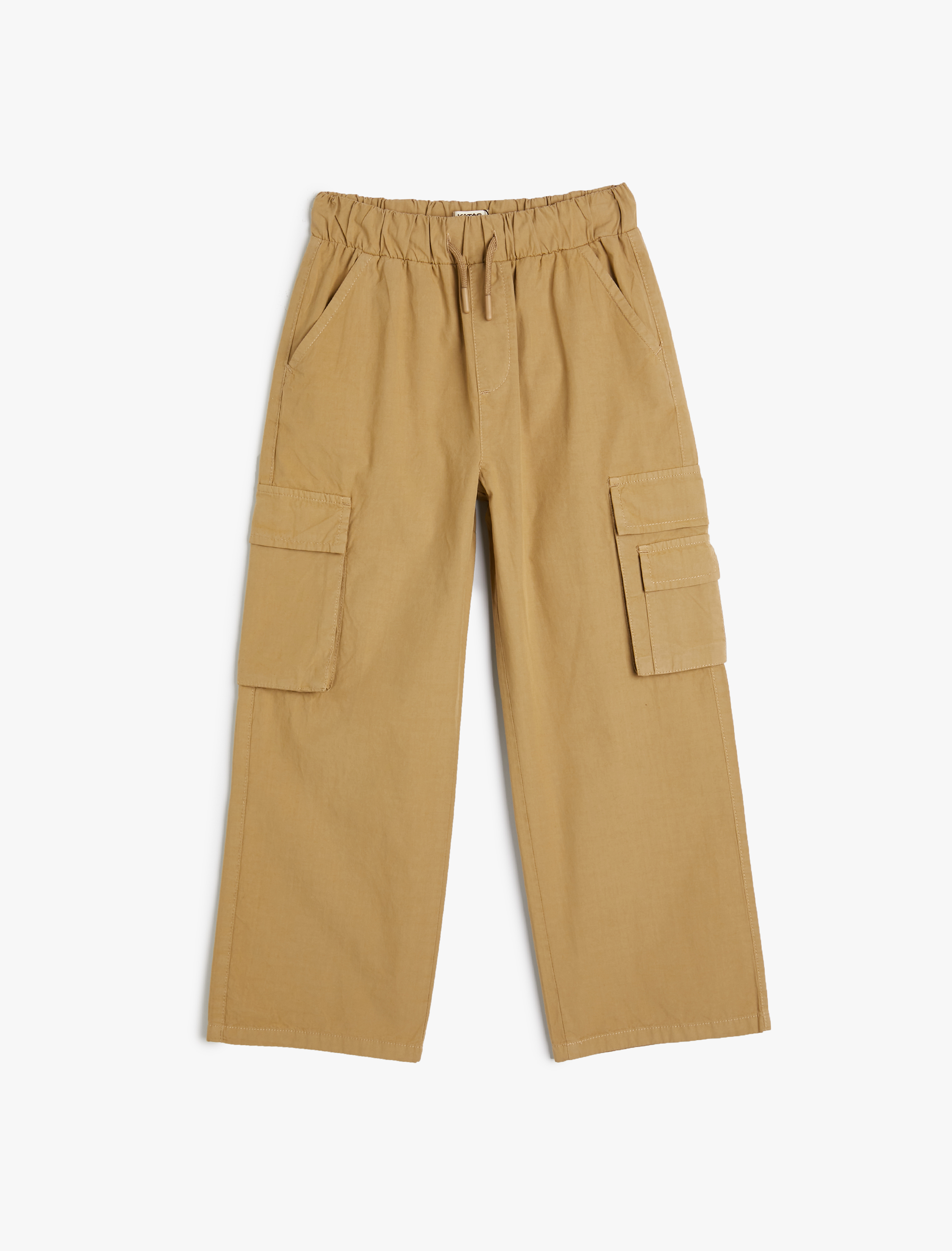  Erkek Çocuk Kargo Pantolon Geniş Paça Beli Bağlamalı Pamuklu