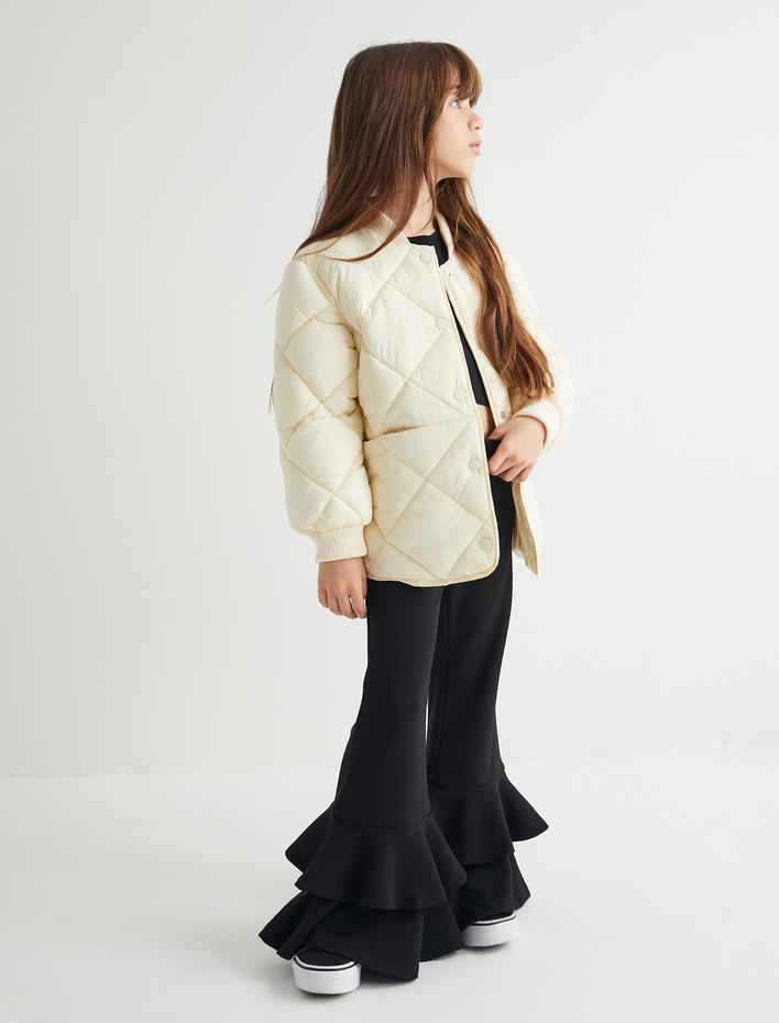 Kız Çocuk Mevsimlik Mont Kapitone Çıtçıt Kapamalı