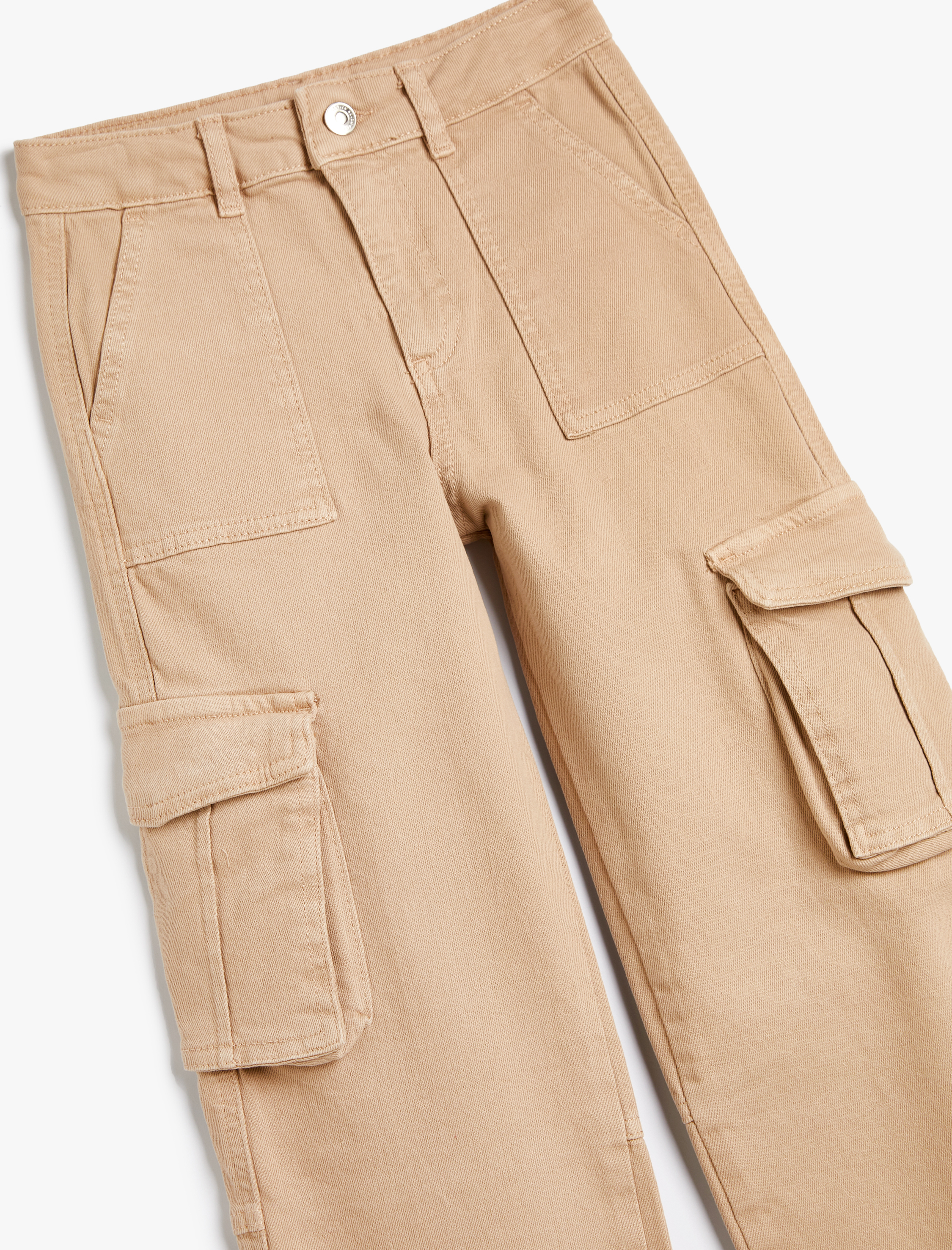  Kız Çocuk Kargo Kot Pantolon Bol Paça Pamuklu - Wide Leg Jean