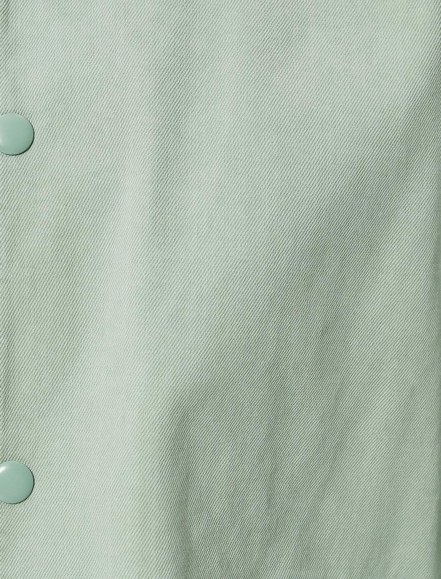  Kot Ceket Klasik Yaka Çıtçıt Düğmeli Cepli Beli Bağcıklı