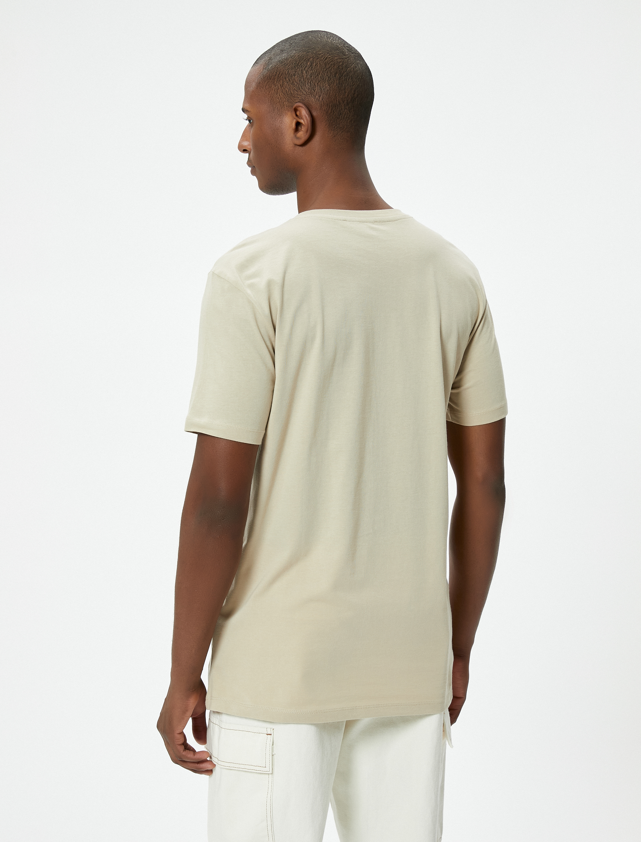   V Yaka Tişört Slim Fit Kısa Kollu Pamuklu