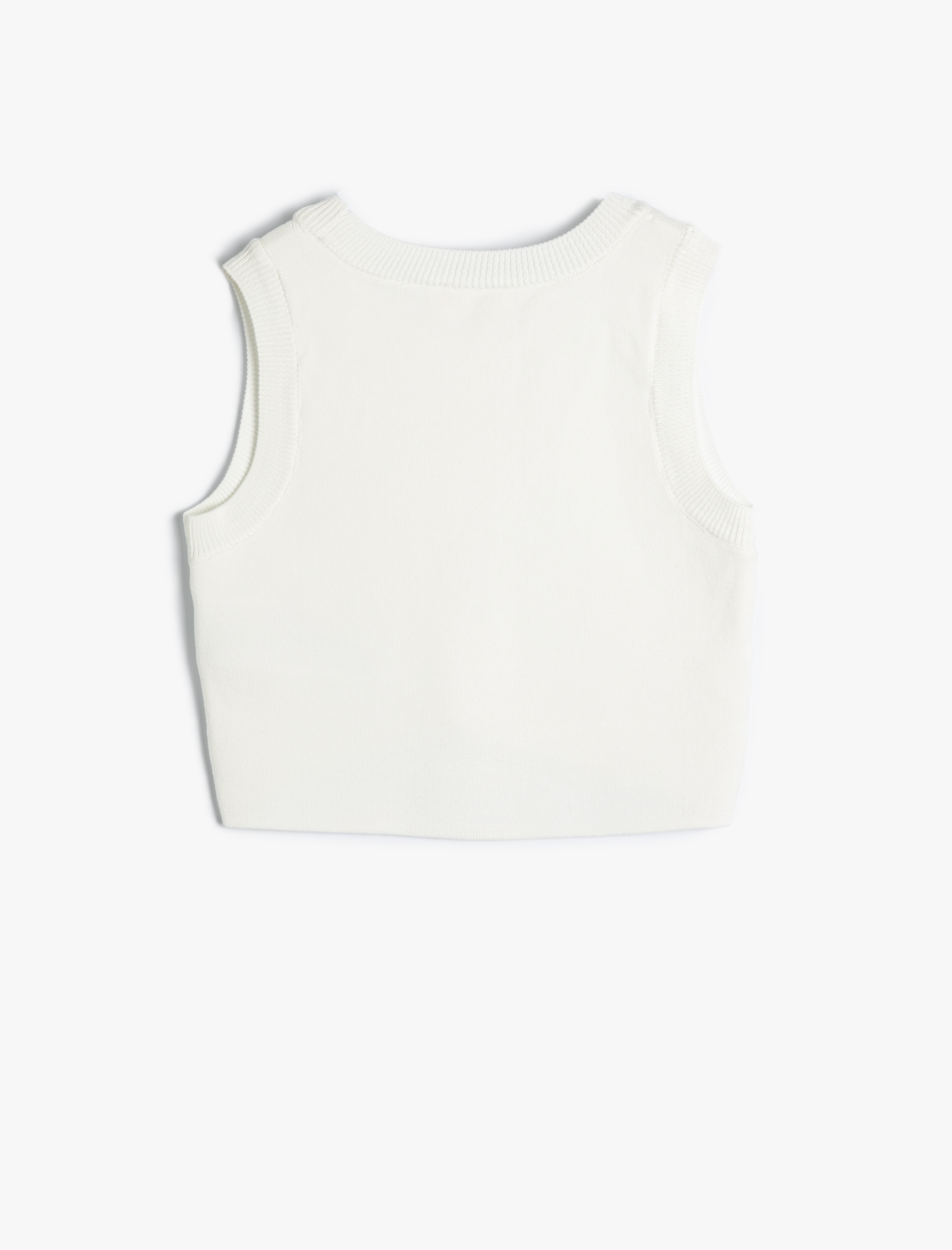  Kız Çocuk Crop Triko Atlet Halter Yaka Dar Kalıp Asimetrik Kesim