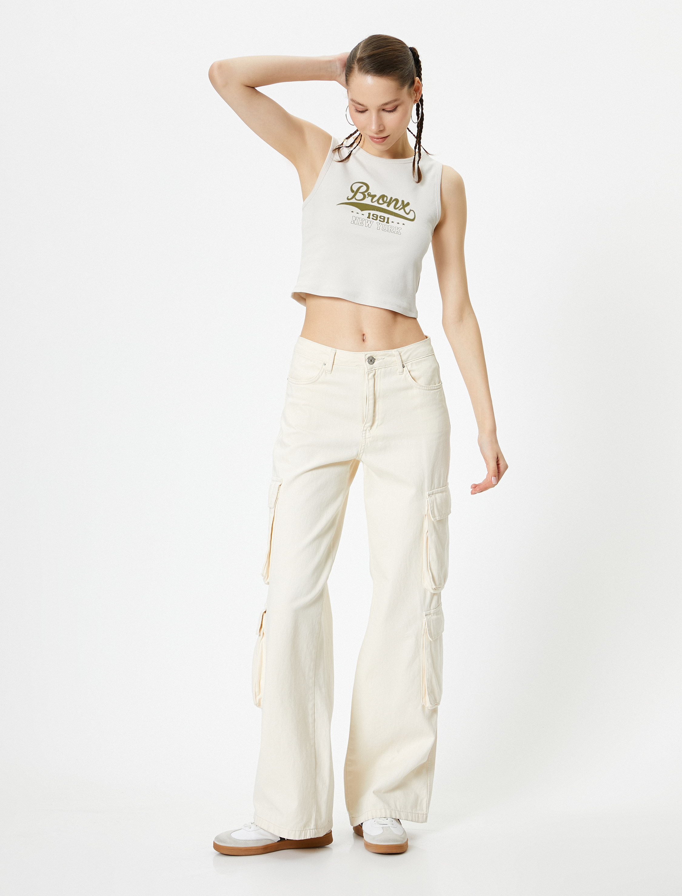   Crop Atlet Baskılı Ribanalı