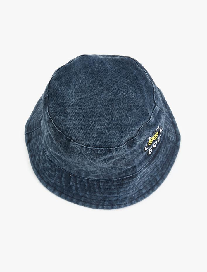 Erkek Çocuk Bucket Şapka İşlemeli Pamuklu